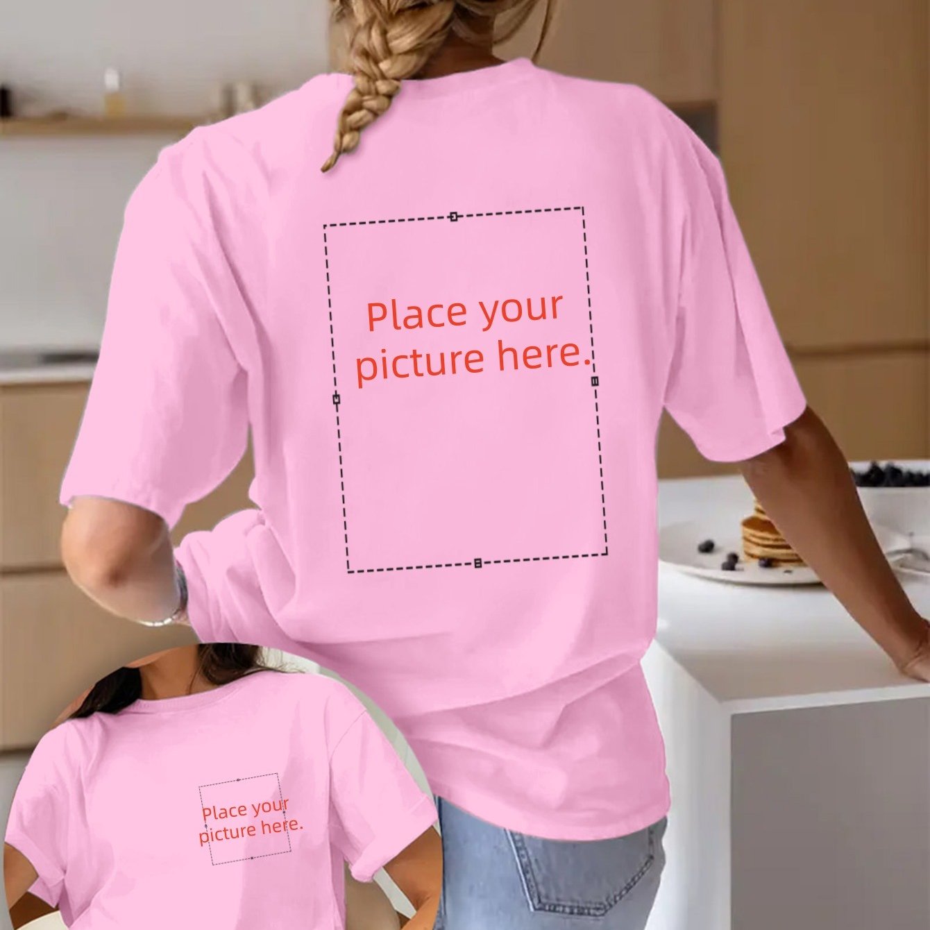 TEMU Customizable Double-sided Printed Fashion Short Sleeves, Casual Crew Neck T-shirts, Trendy, Stylish, Beautiful And Personalized Women's Clothing