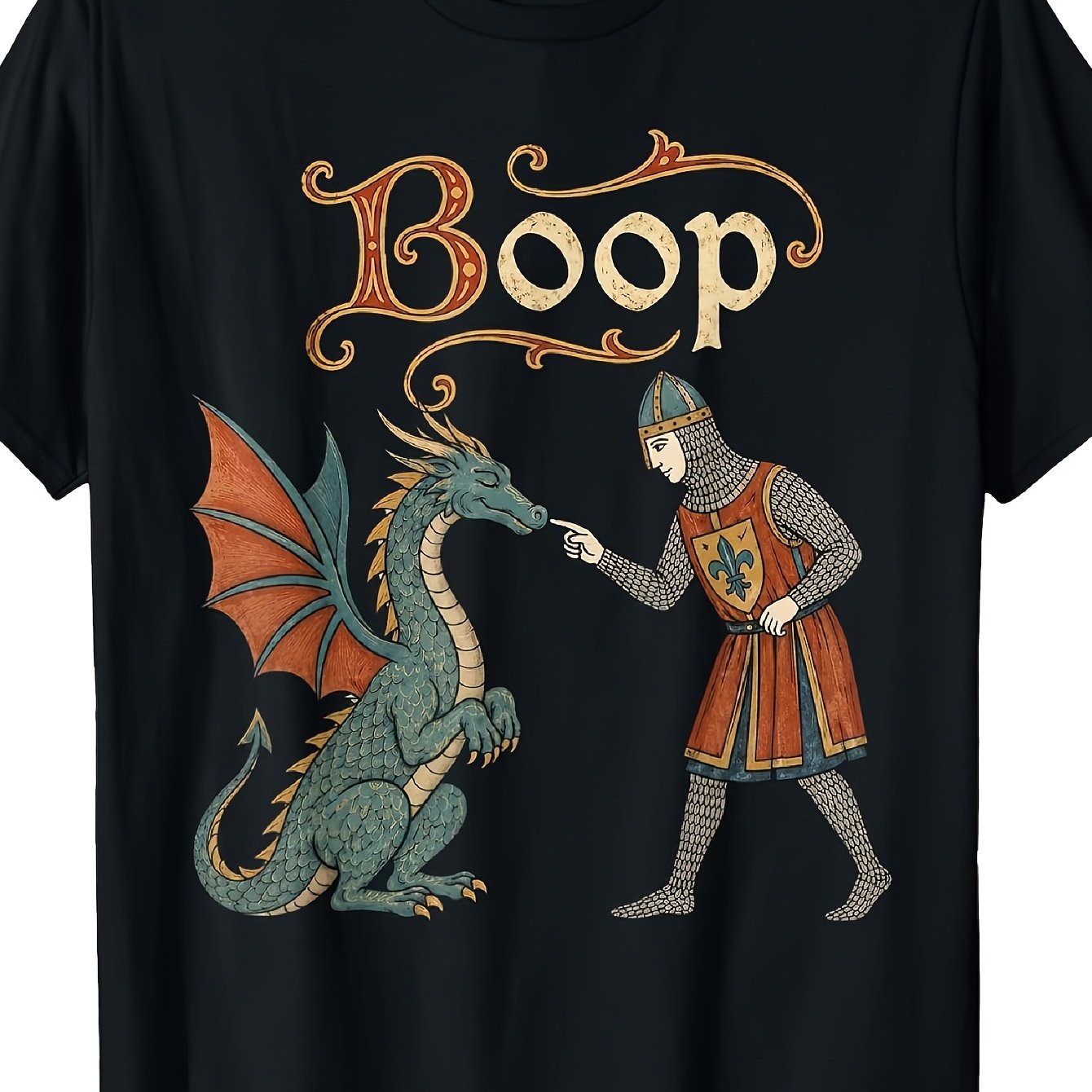 Image of Dragon Medieval Knight T-shirt Fun Clothing, Printed T-shirts Comfortable And Durable, Suitable For Casual Wear All Year Round