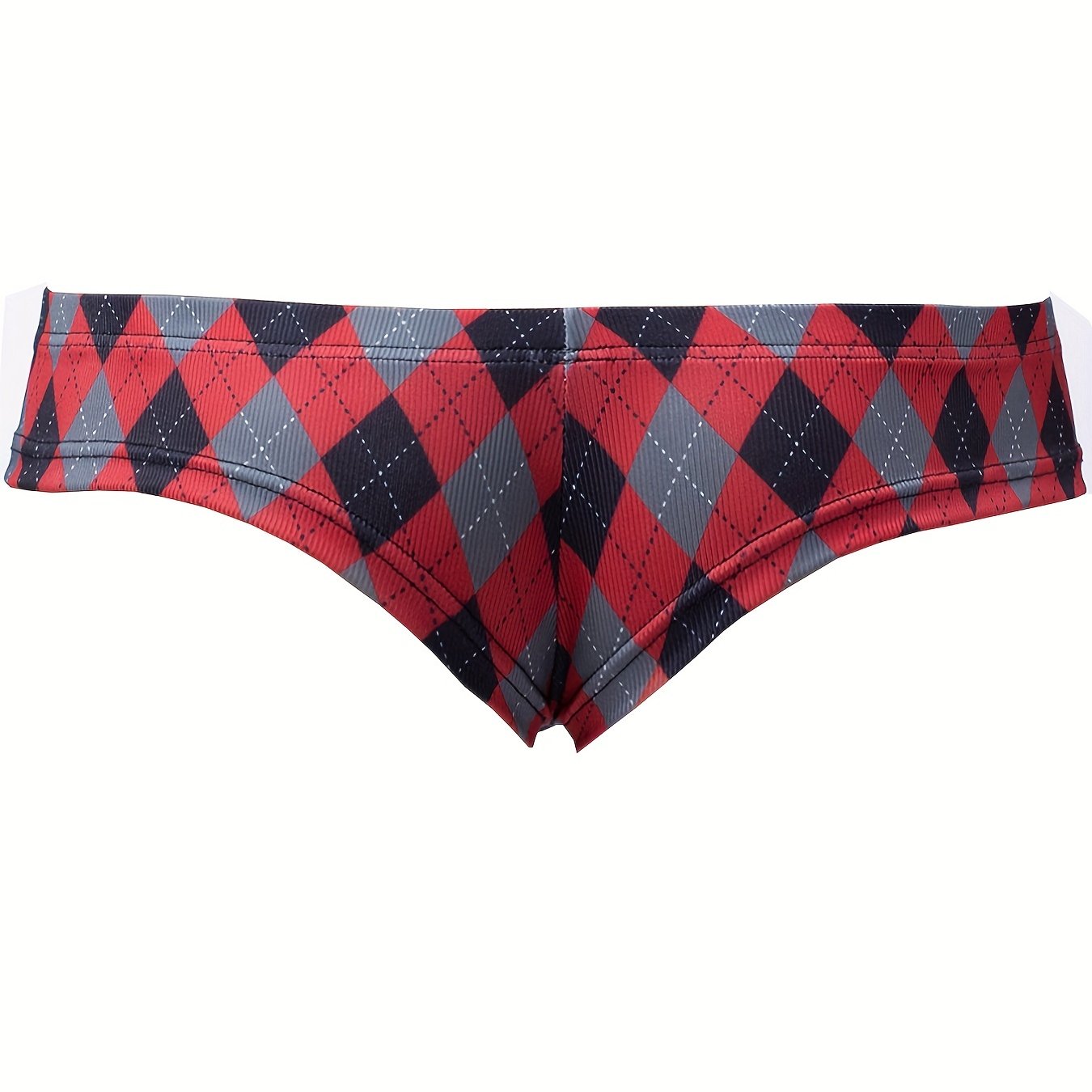 E-shop 1er-Pack Herren-Boxershorts mit Niedrigem Bund - Geometrisches Argyle-Muster, Atmungsaktives Mitteldehnbares Material, Mit Seitenschlitzen für