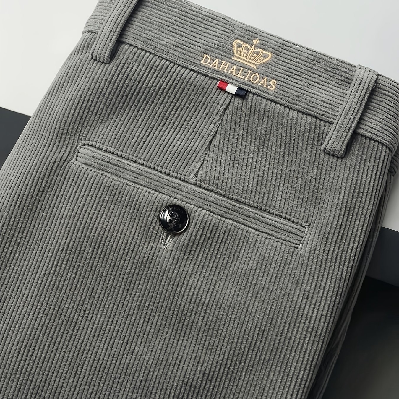 TEMU PHCE Pantalon habillé rétro en velours pour homme - Pantalon de costume d'hiver avec broderie, couleur unie, longueur standard pour , et les
