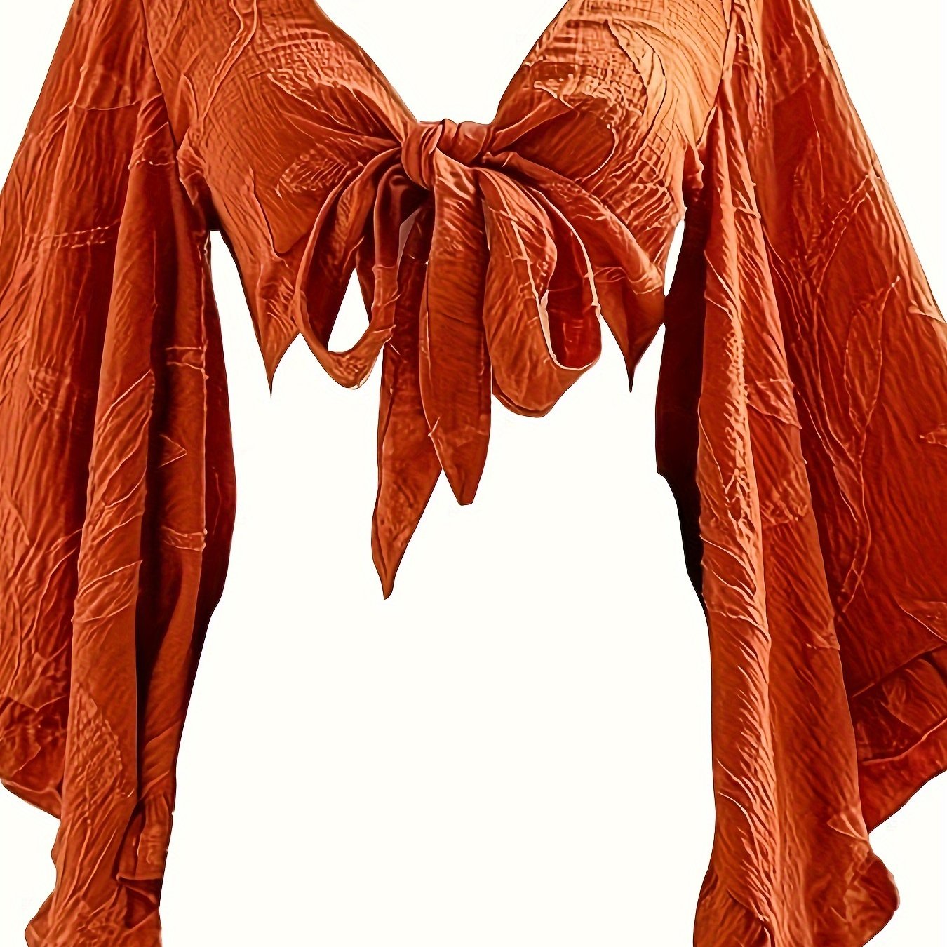 Women's Fashion Fall/winter Style Brown Texture V-neck Tie-front Shirt