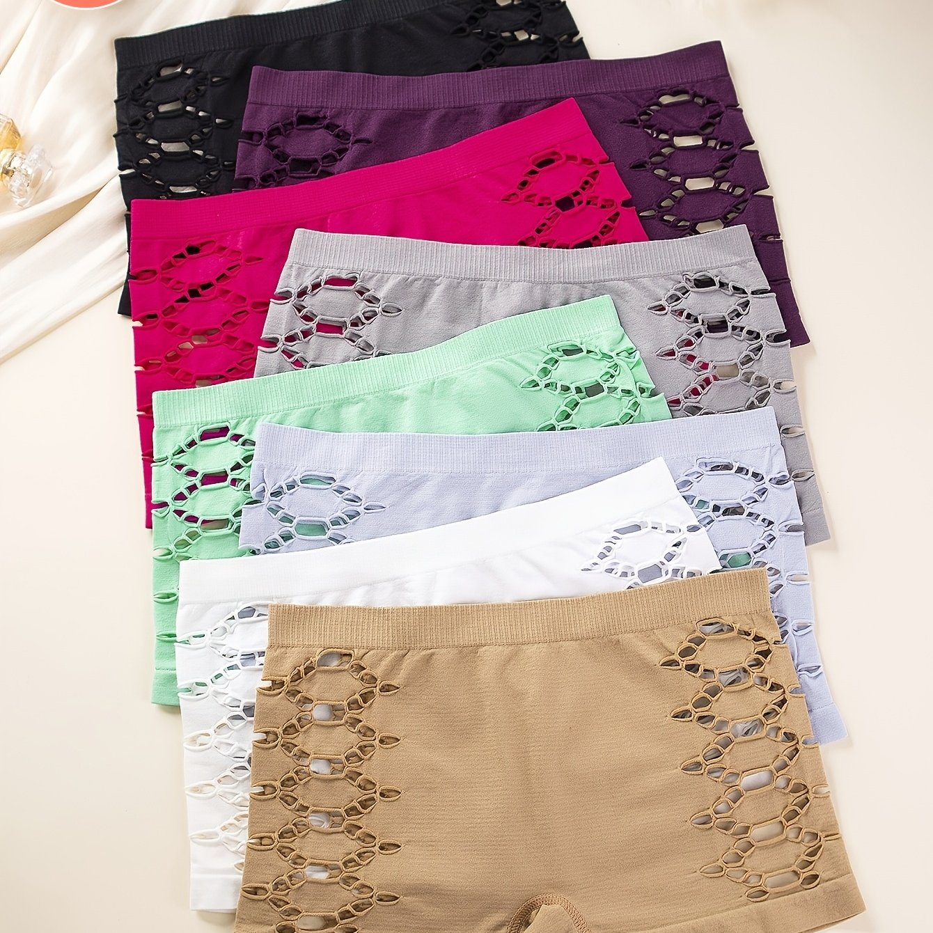 TEMU 8-pack Women' Breathable Boxer Underwear - High-elasticity