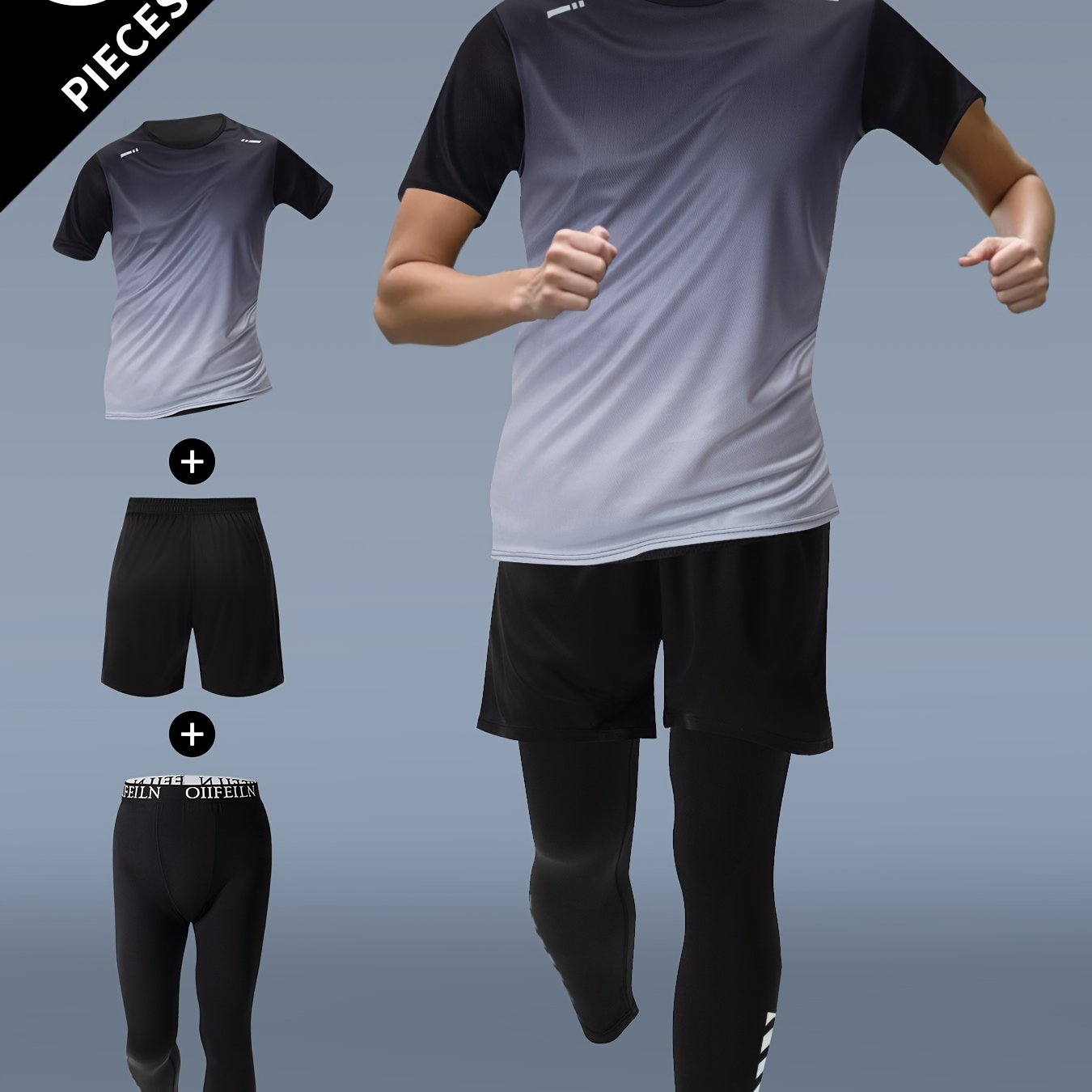 TEMU 【】メンズ フィットネス アスレチック ウェア 長ズボン 半袖 アスレチック ショーツ ランニング 半袖 Tシャツ