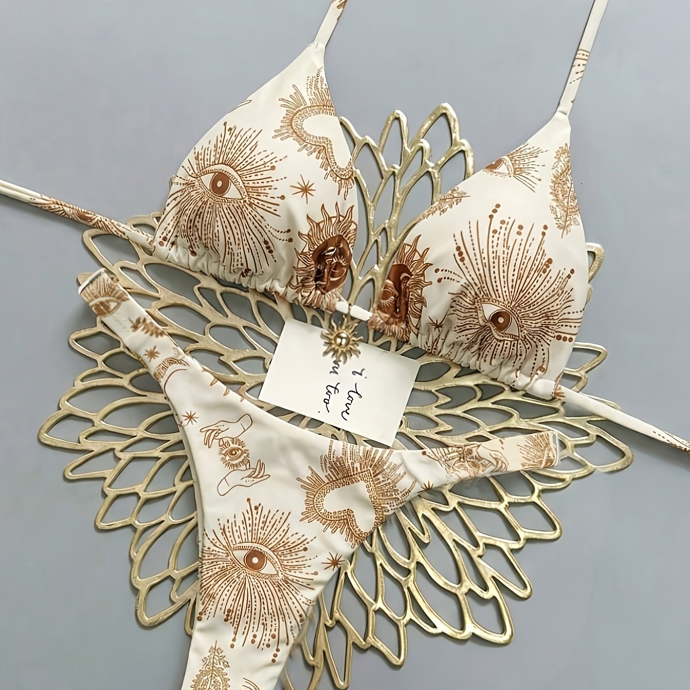 26ss Women's Fashion Sunflower Pattern Bikini Swimsuit