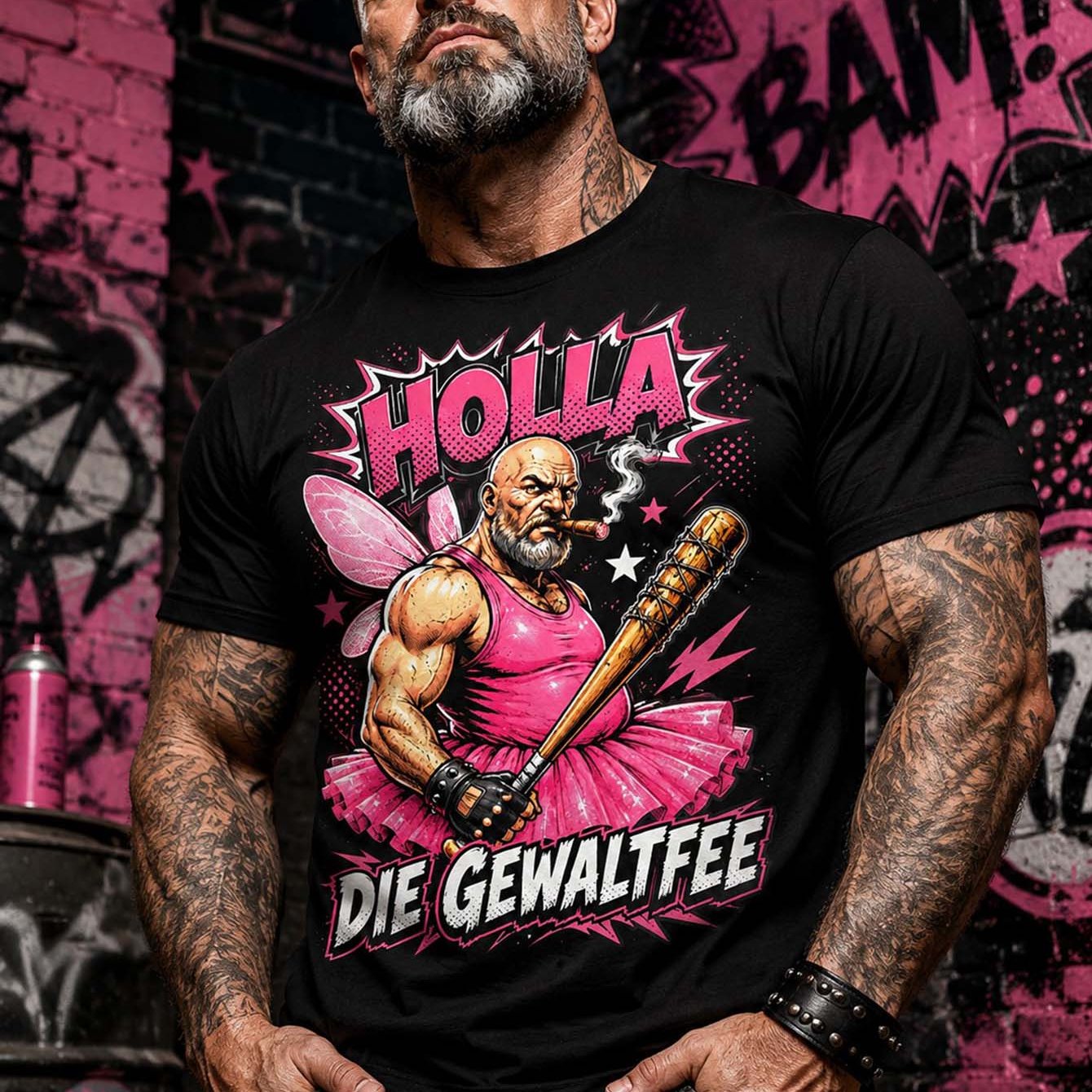 Image of Die Gewaltfee Graphic Print Black Neutral T Shirt Daily Casual Short Sleeve Tee For Men Streetwear Season Fashion