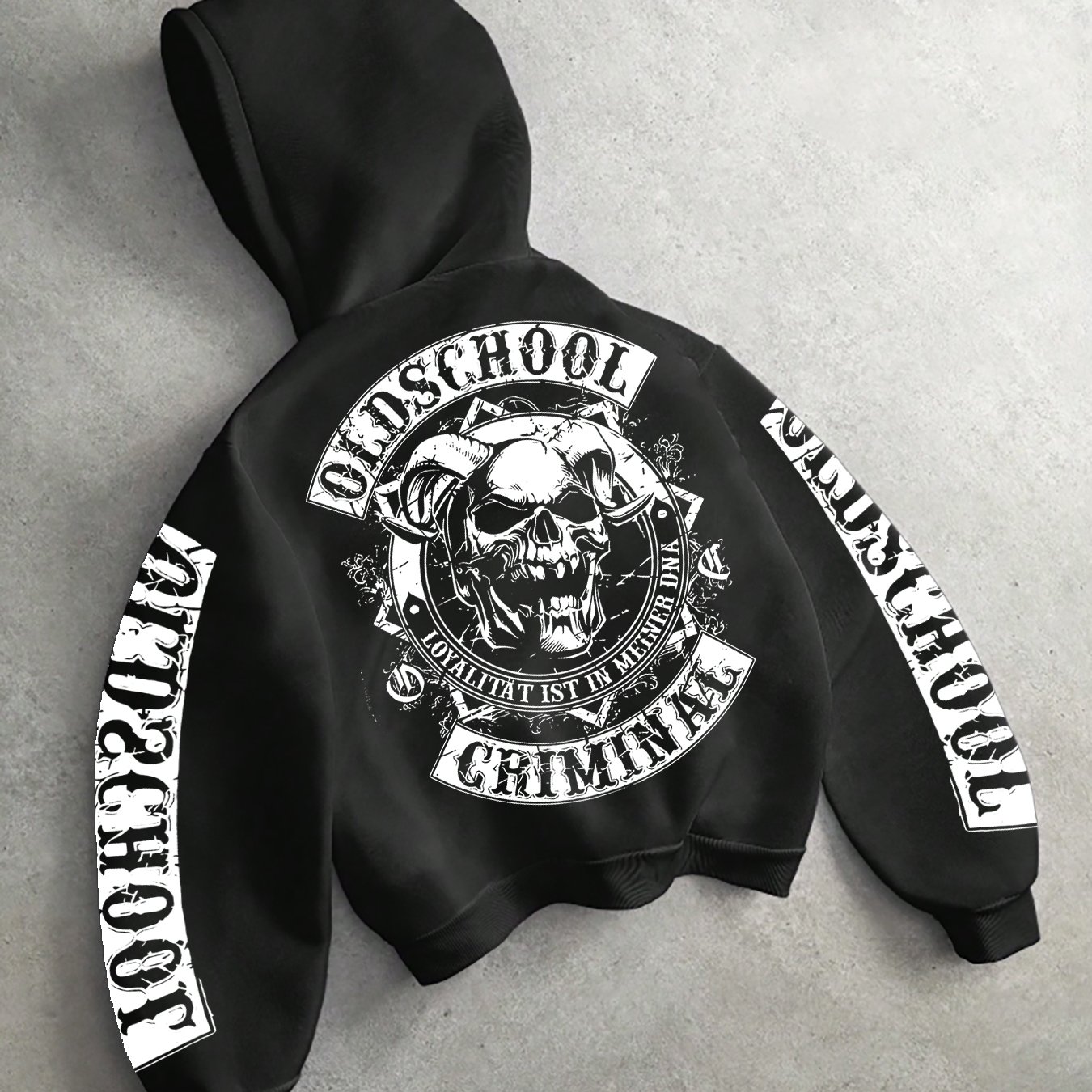 TEMU Halloween Costume Men's Dark Skull Badge Print Hooded Sweatshirt, Retro Streetwear Men's Pullover Hoodie Winter Clothes For Men
