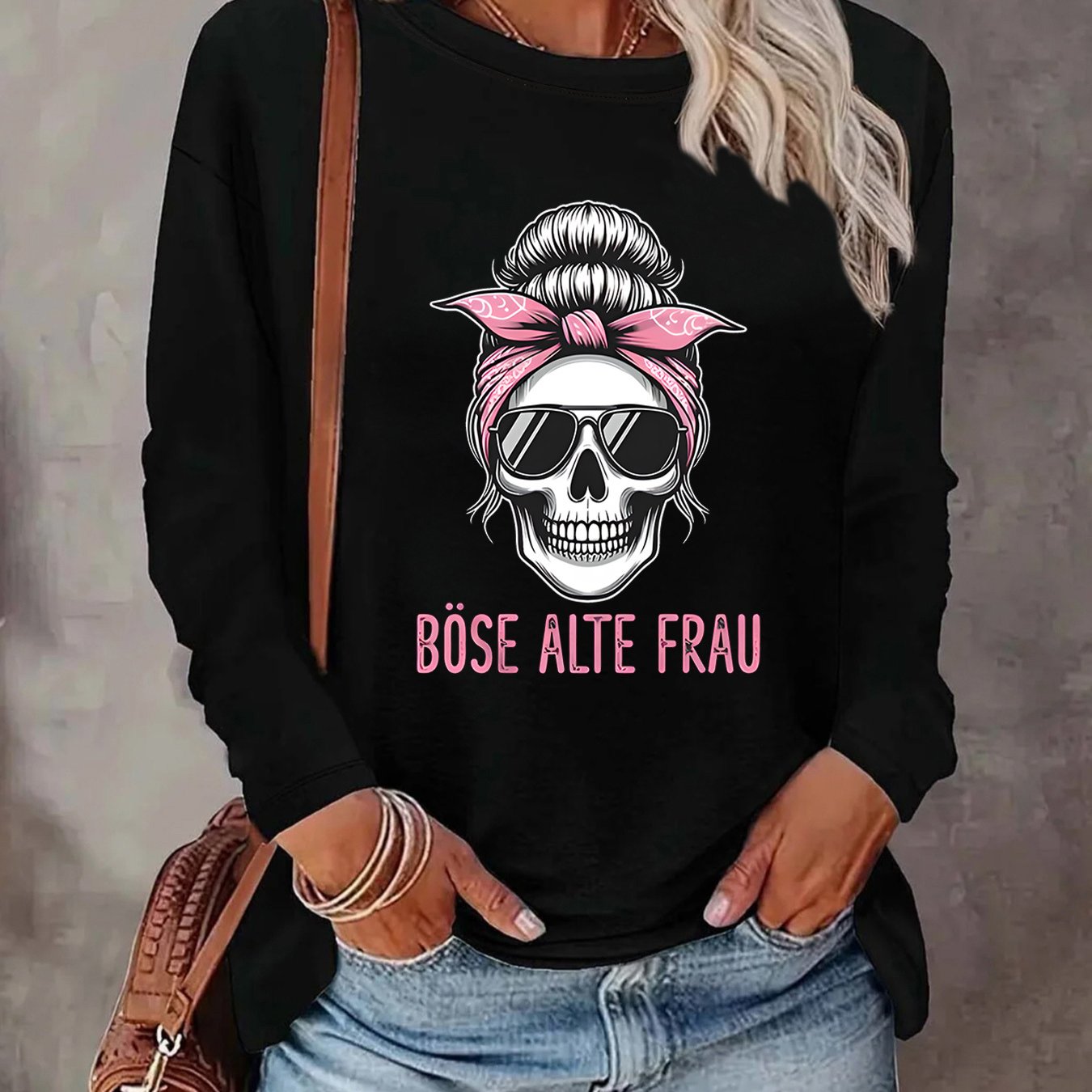 TEMU Plus Size - Plus Size - Plus Size Damen Langarm T-Shirt Lässige, entspannte Passform Ganzjahresoberteil Alltagsoberteil