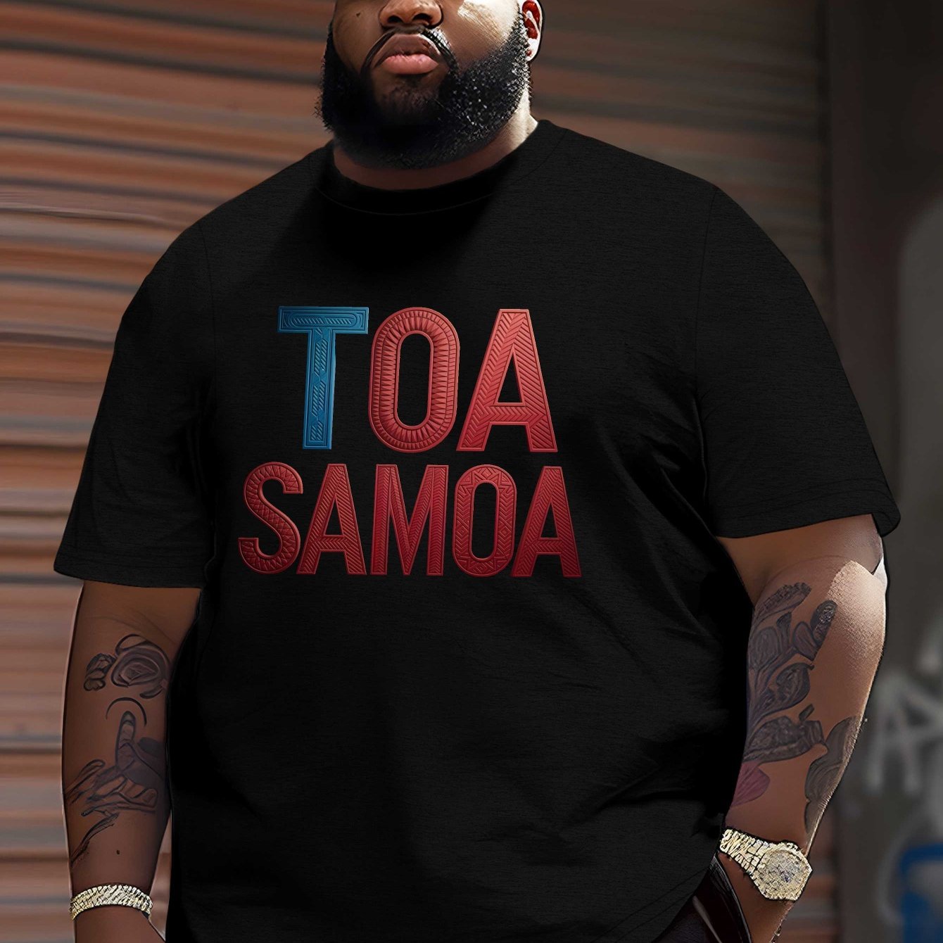 TEMU Men's Plus Size T-shirt Featuring Crinkle Of The Polynesian Tribe Toa Samoa