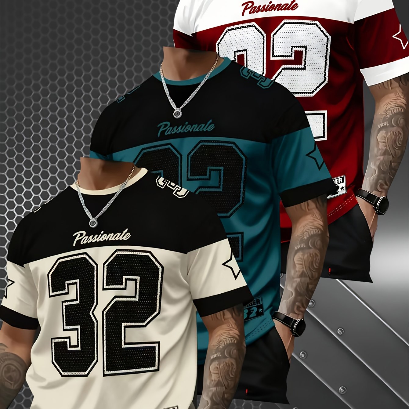 TEMU Men's 3pcs Set Round Neck Short Sleeve T-shirt, Essential Summer Apparel, Versatile For Daily , Vacations, Parties, And Casual Wear In Summer.