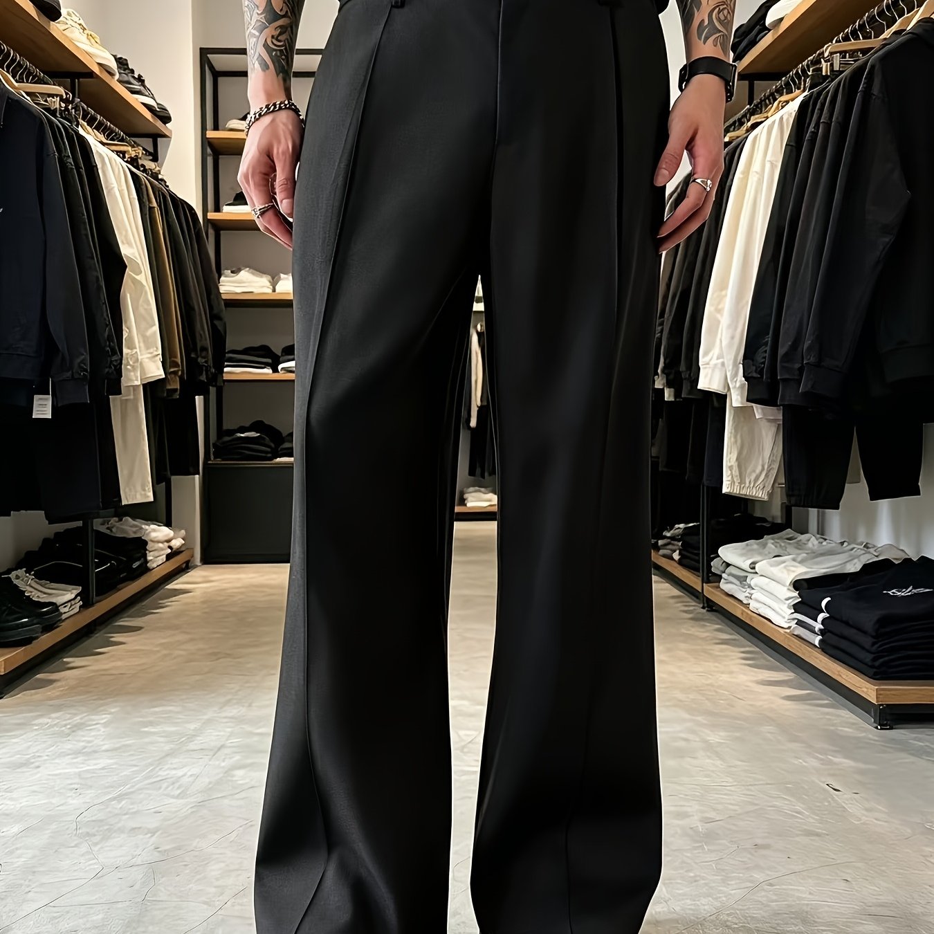 TEMU Men' Color Lightweight Business Trousers/men's Spring Autumn Loose Long Pants Dress Trousers/men's Casual Wear Leisure Dress Pants