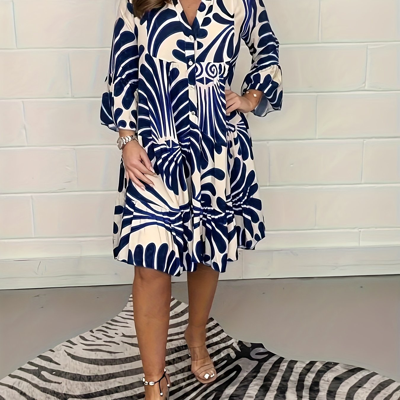 TEMU Women's Printed Casual A-line Dress