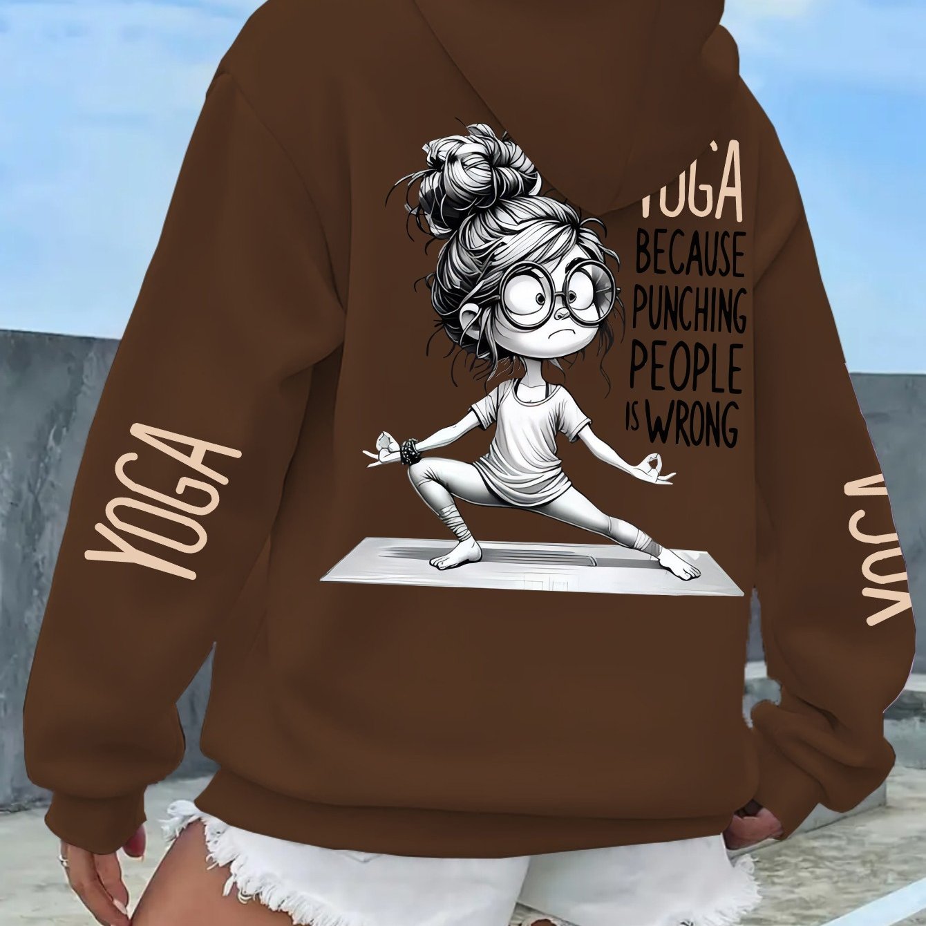 TEMU Ladies' Fun Printed Hoodies-velvet Kangaroo Pocket Sweaters In Autumn And Winter, Machine-washed Leisure Pullovers, Cute Designs, Comfortable