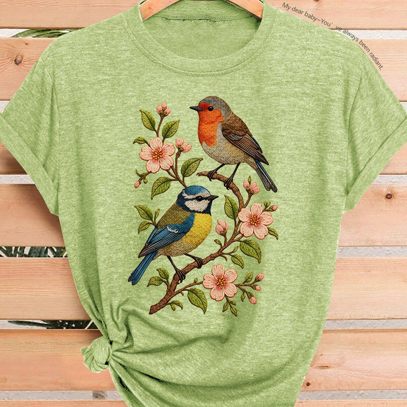 TEMU Women's Summer Top Featuring Vintage Floral And Bird Art Prints, Suitable For Spring, Summer, And Autumn. This Elegant And Retro Loose-fitting,