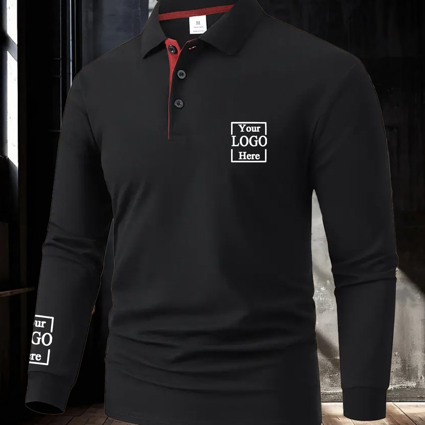 TEMU Custom Men's Golf Shirt - Casual Lightweight Business - Classic Long Sleeve , With Breathable Collar Design, Premium Fabric - Customizable Chest