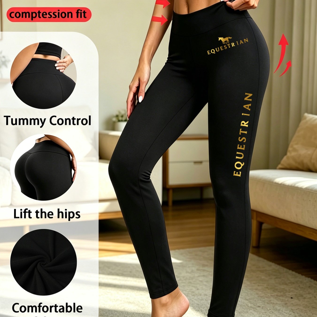 TEMU Women's Leggings With Pony Pattern At The Waistband And Vertical 