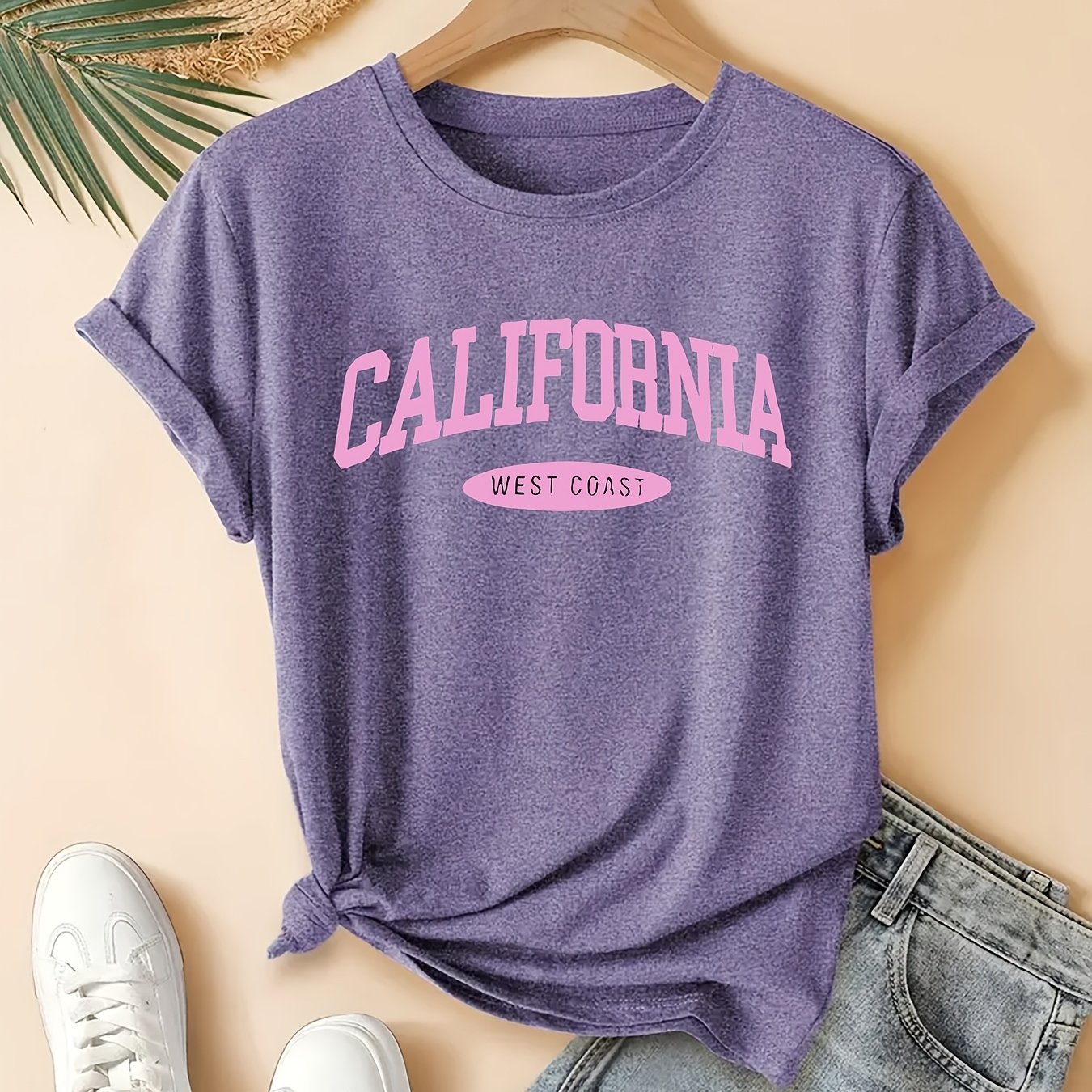 TEMU Dames Plus Size T-Shirt - Korte Mouw Ronde Hals Blouse, Casual Lente Zomer Herfst Outfits met Vintage Kusttop, Wasmachinebestendig Losse Pasvorm