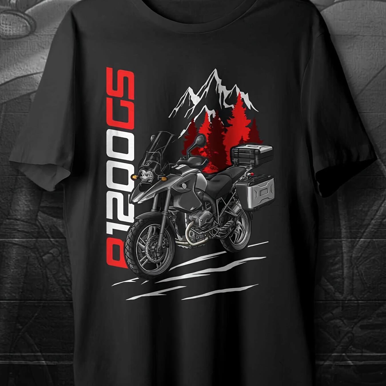Image of Men's Officially Licensed R1200gs R1200gsa 2004-2007 Motorcycle T-shirt | Adventure Bike Design, , Casual Crew Neck, Durable Fabric, Long Distance Riding Attire