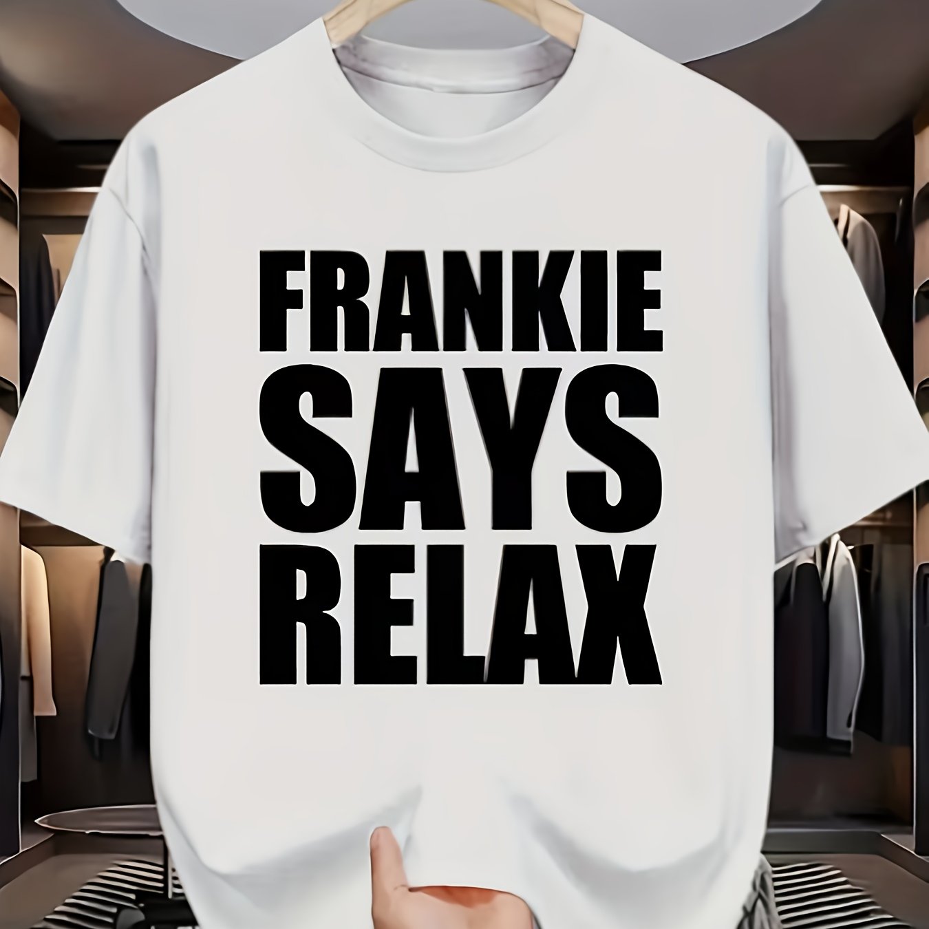 TEMU Men's Vintage 80s Disco Frankie Says Relax T-shirt - Tee With Iconic Slogan, Short Sleeve Round Neck Casual Summer Shirt For 70s 80s Themed