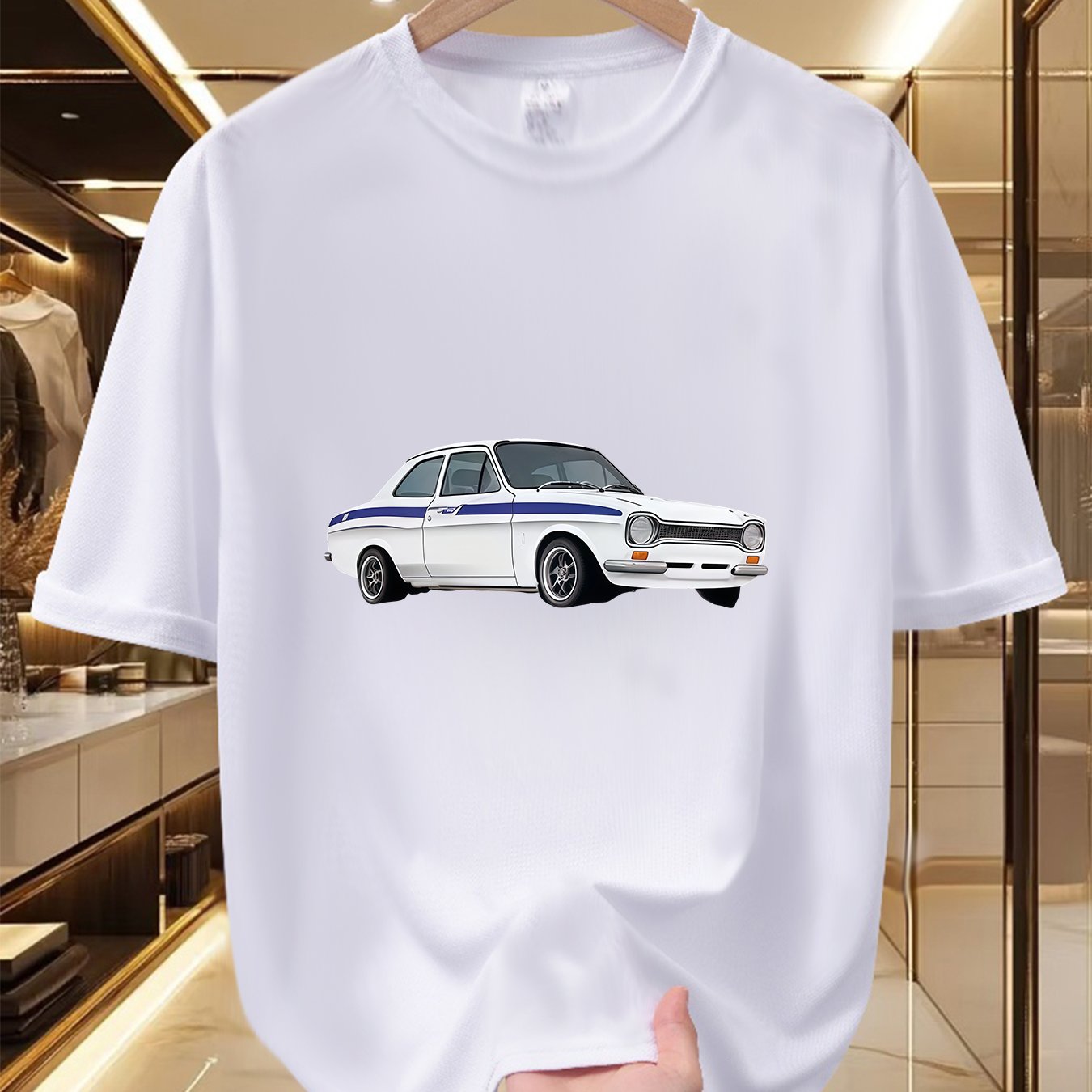 TEMU Men's Graphic T-shirt - Classic Car Enthusiast Style, Soft And Lightweight, 100% Polyester Fiber, Design, Crew Neck, Short Sleeve Summer Shirt,