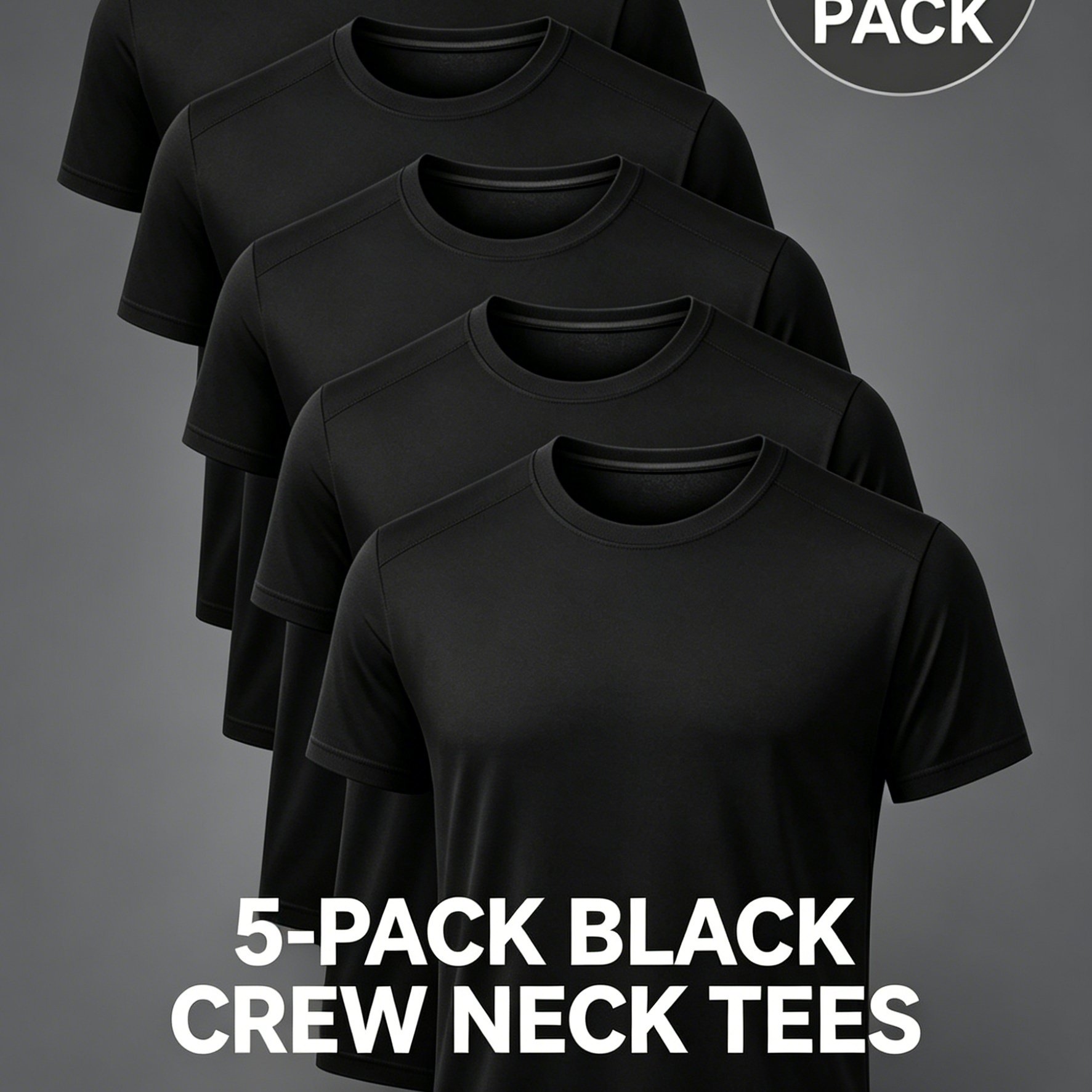 TEMU 5 Pack Mens Classic Crew Neck White Tees, Breathable Plain Short Sleeve Basic Tshirt, Multipack Casual Daily Workout Undershirt