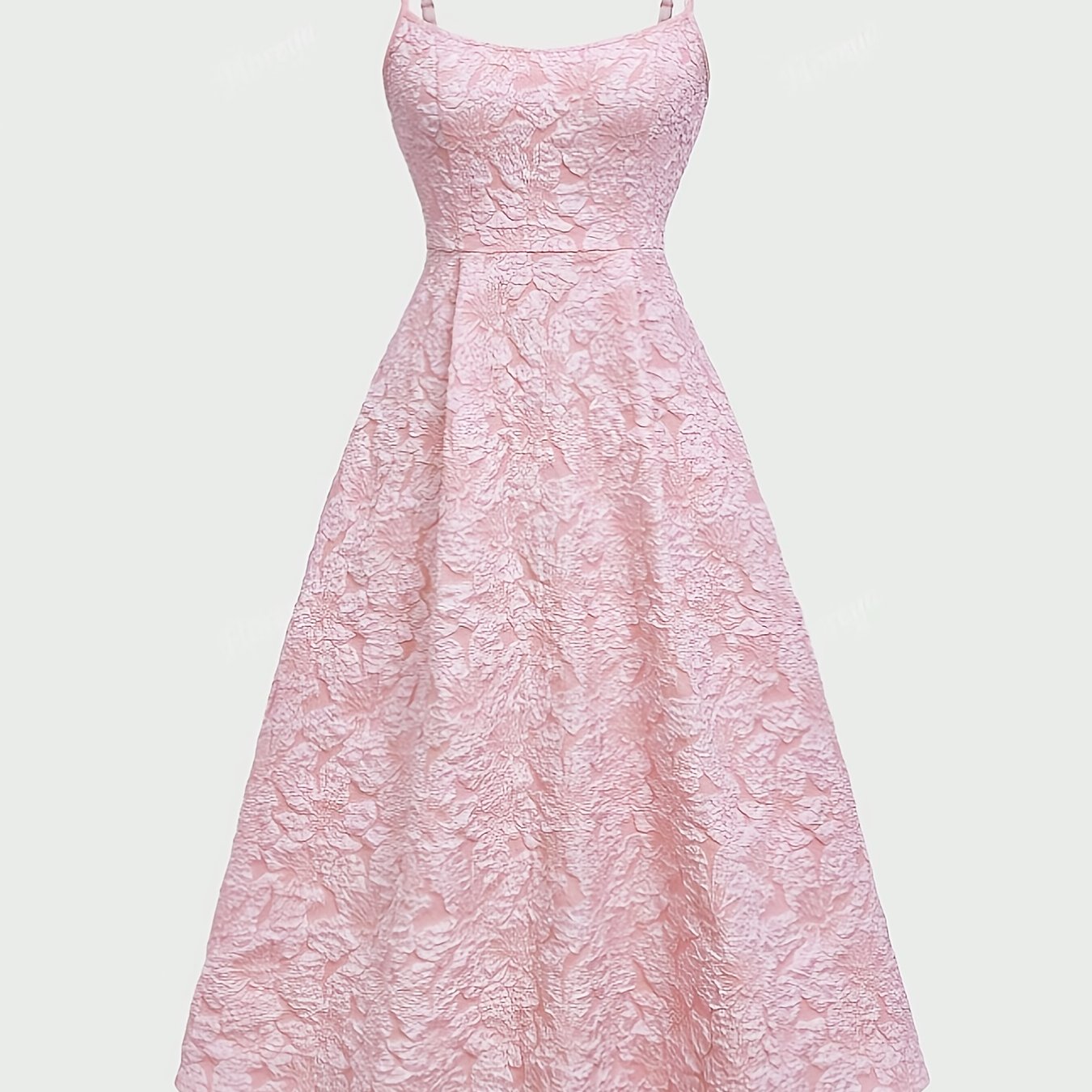 Elegant Textured Patterned Spaghetti Suspender Dress For Women