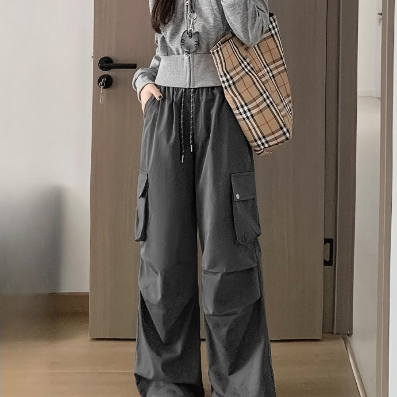 TEMU 韓国ファッション、秋冬服 レディース秋ボトムス - パンツ、カーゴパンツ、ルーズフィットスウェットパンツ、ジョガーパンツ、ワークカジュイルに最適、オフィスレジャーウェア、レディースカジュアルパンツ、室内着