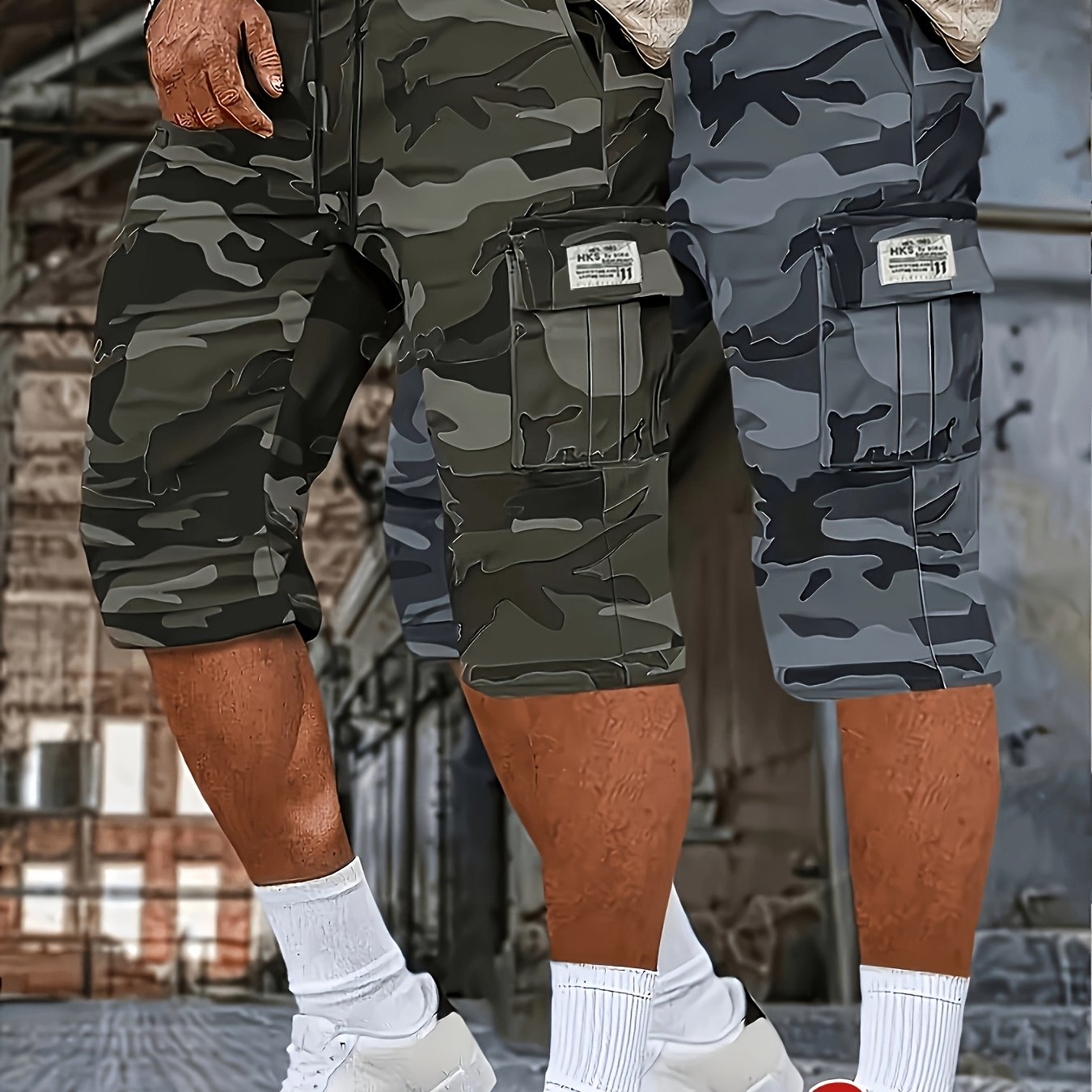 2pcs Men's Casual Shorts. Camouflage Pattern, Wear-resistant And Scratch-resistant, Multi-, Street Style, Sturdy Construction, Casual Wear For