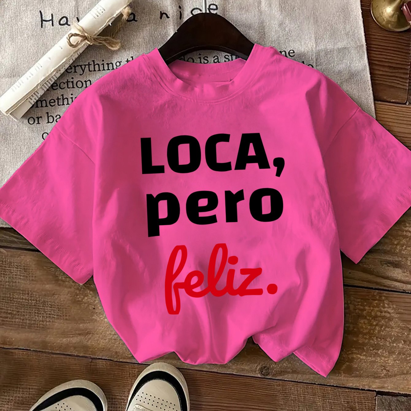 TEMU Camiseta con estampado de , Top casual de manga corta con cuello para verano y , Ropa de mujer