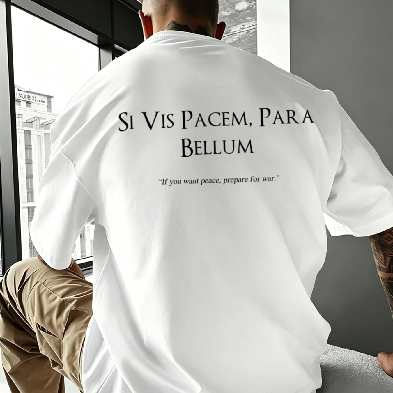 Oversized Latin T-shirt - White Loose Fit Short Sleeve Shirt With Latin Text Print, Round Neck & Drop Shoulder Design, Machine Washable Suitable For Casual Casual Attire, Latin Outfits