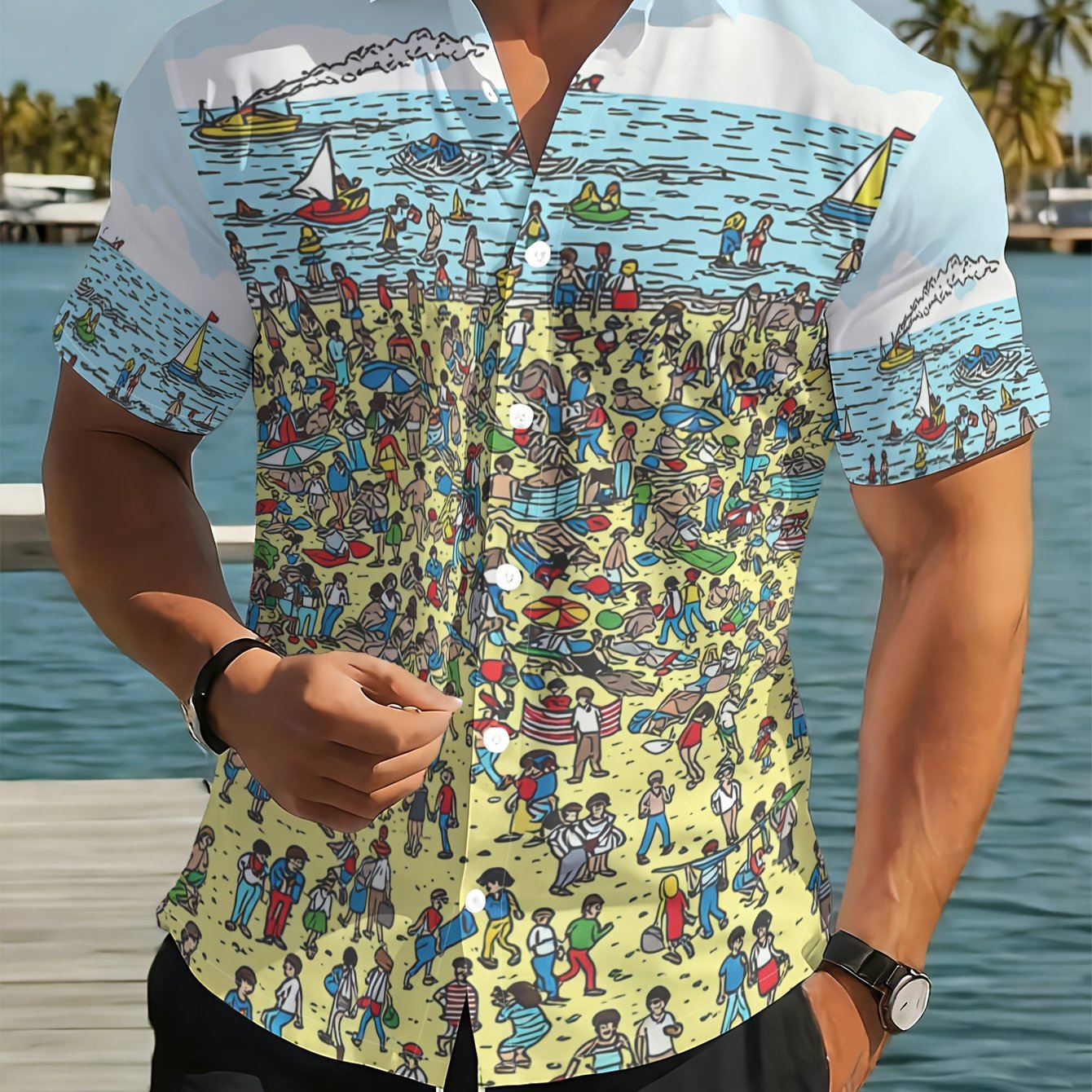 TEMU [ Shirt] Shirt | Men's Casual Where's Willy Beach