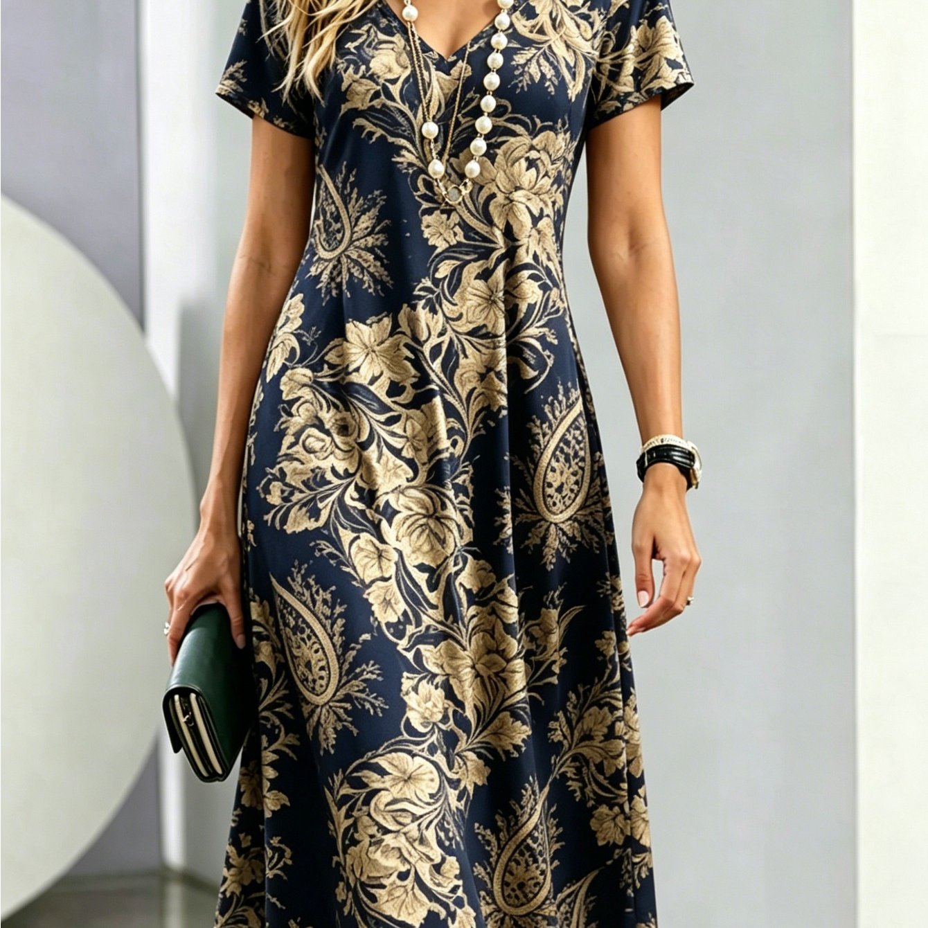 TEMU Plus Size, Women's 3d V-neck Mini Dress