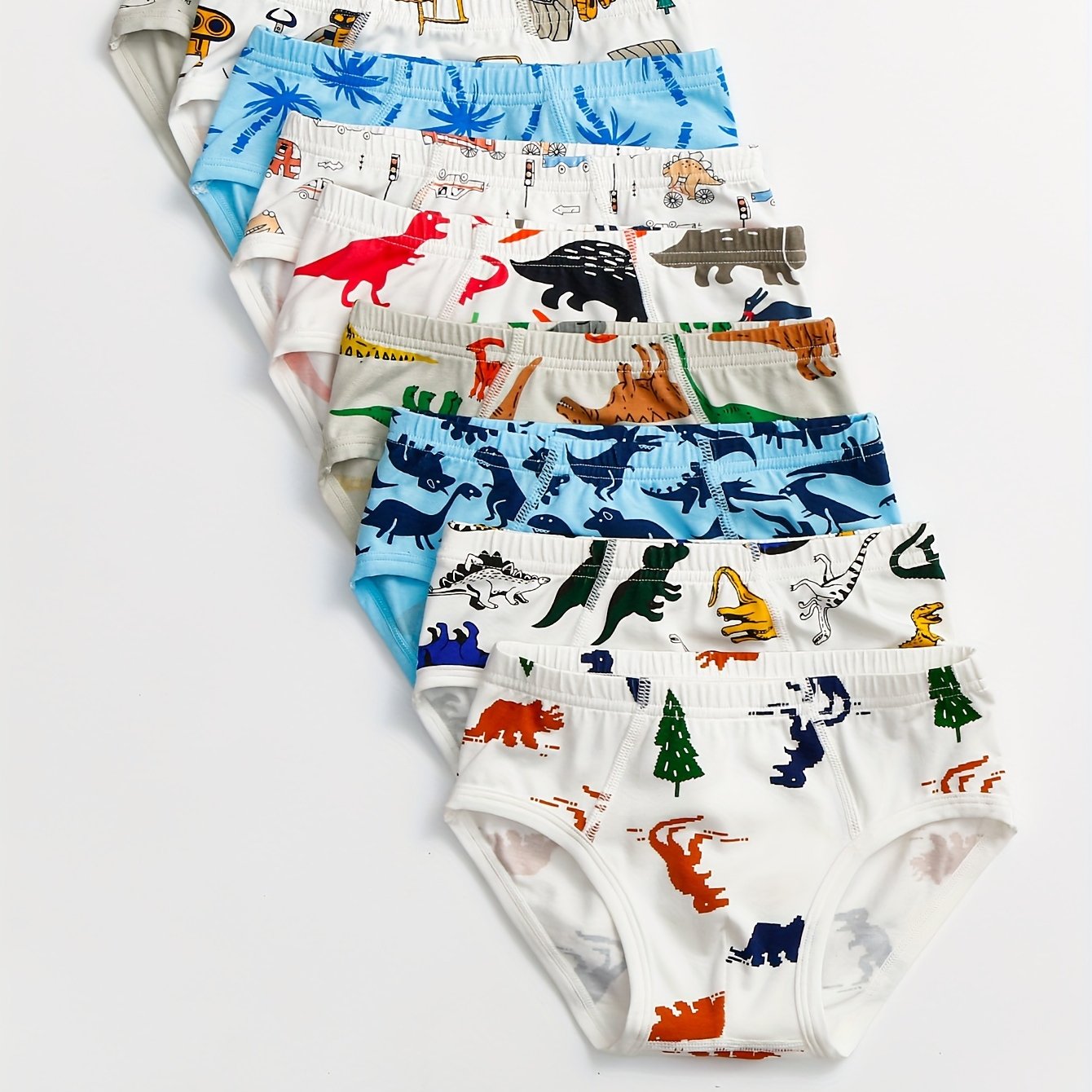 [random 5pcs] Boys' Triangle Underwear, Dinosaur Pattern Briefs, Cartoon Pattern Panties For Small Boys