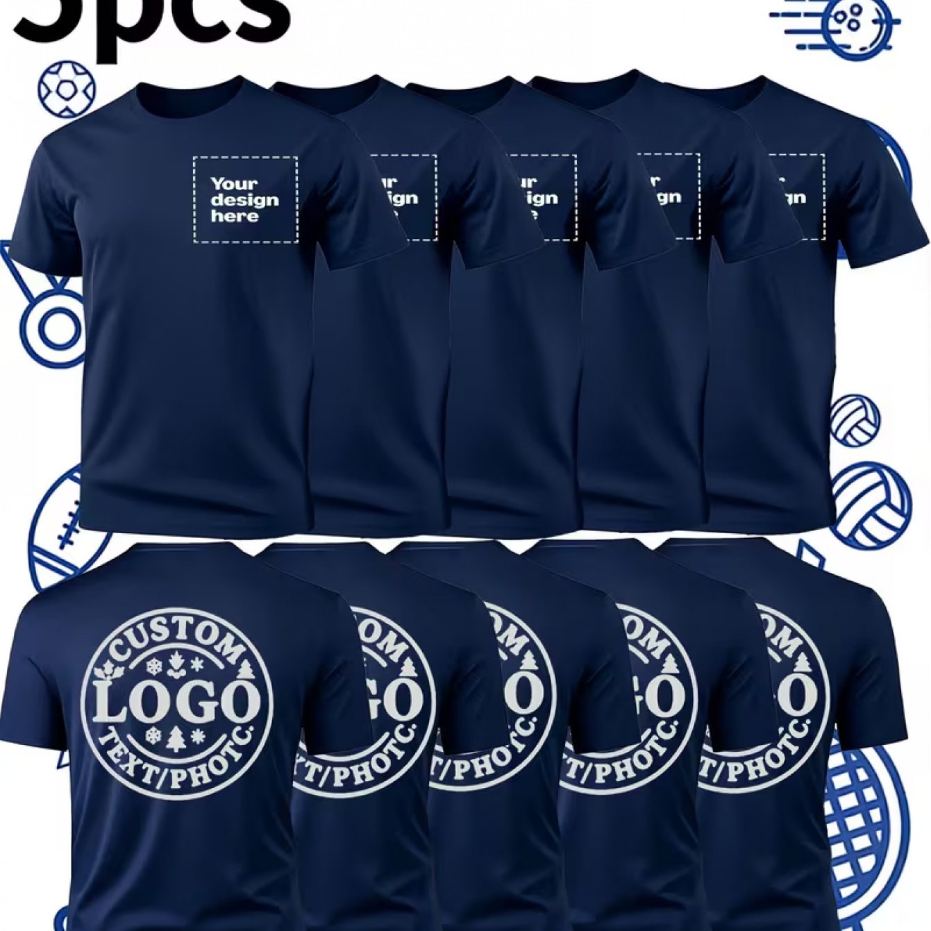 TEMU 5pz T-shirt da ad asciugatura rapida - Stampa logo/ e schiena, magliette sportive leggere traspiranti e antiumidit� adatte per estate, palestra,