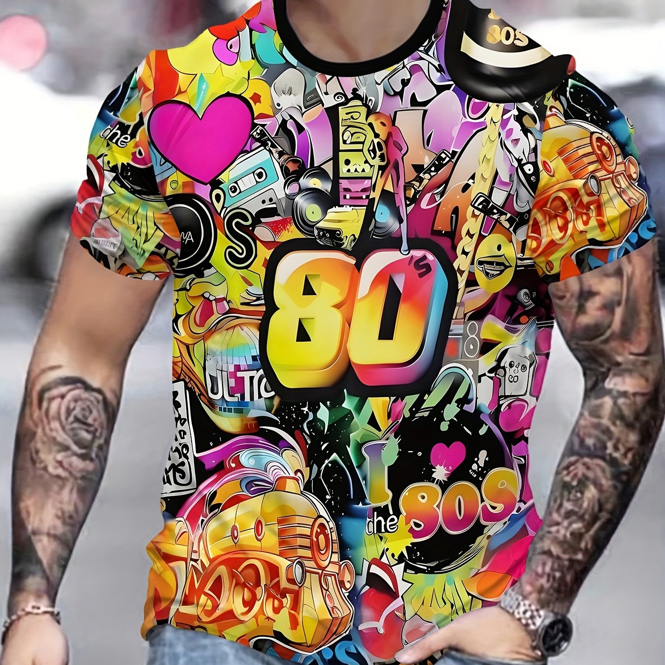 TEMU Black, Gray, And White Novelty Men's 3d Print Fashion T-shirt