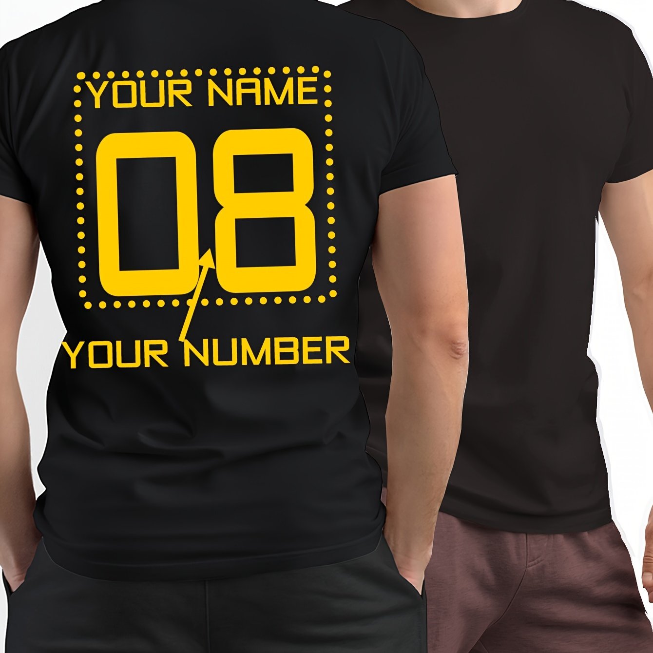TEMU Men's Plus Size Summer Casual Medium Stretch Short Sleeve Crew Neck T-shirt With Custom Print On The Back, Plus Size