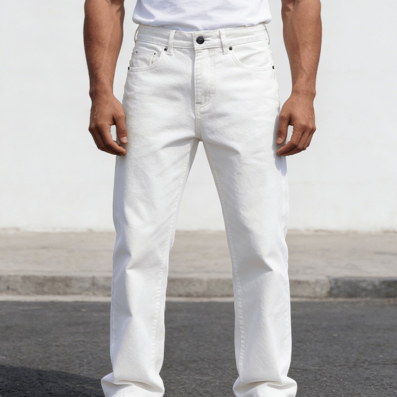 Hme-289 Men' Straight-leg Wide-leg Jeans Versatile Pants Minimalist High-street Casual Denim Trousers