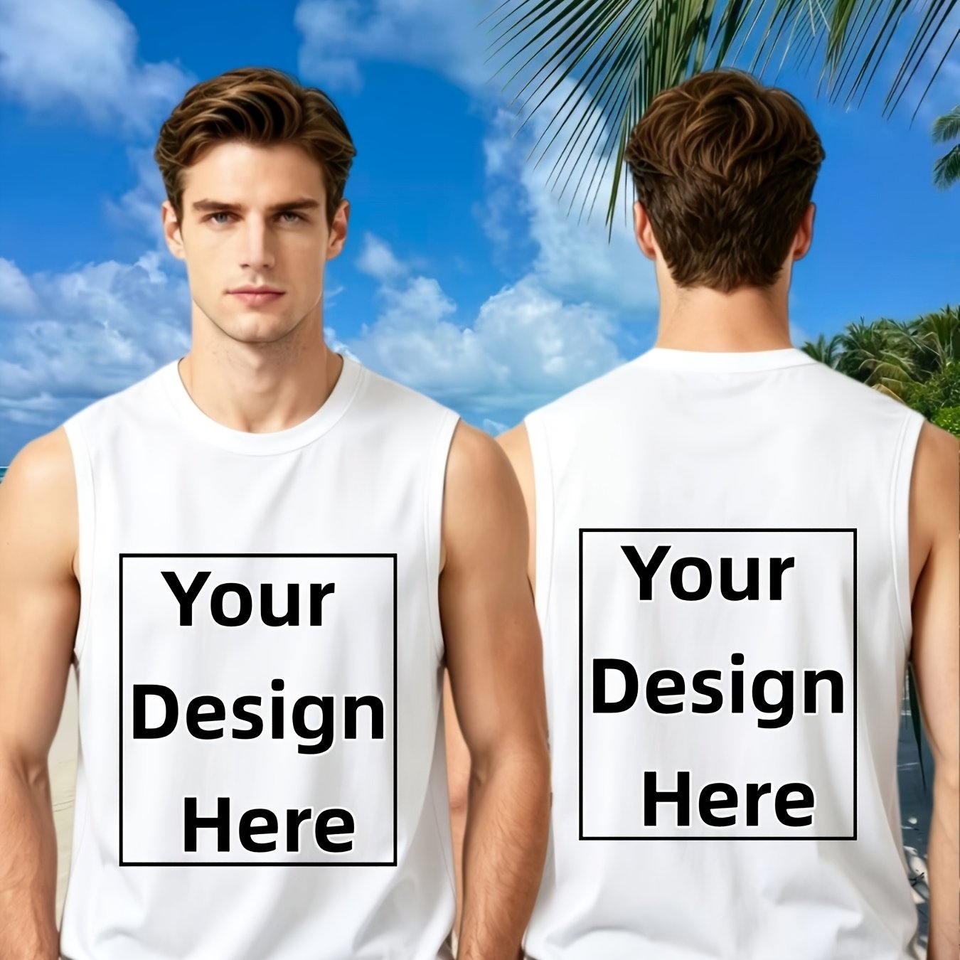 TEMU Men's Custom Quick- Vest - Personalized Logo Print Front And Back - Breathable Quick-dry Custom Text And Icons, Fashionable And -garde, Suitable