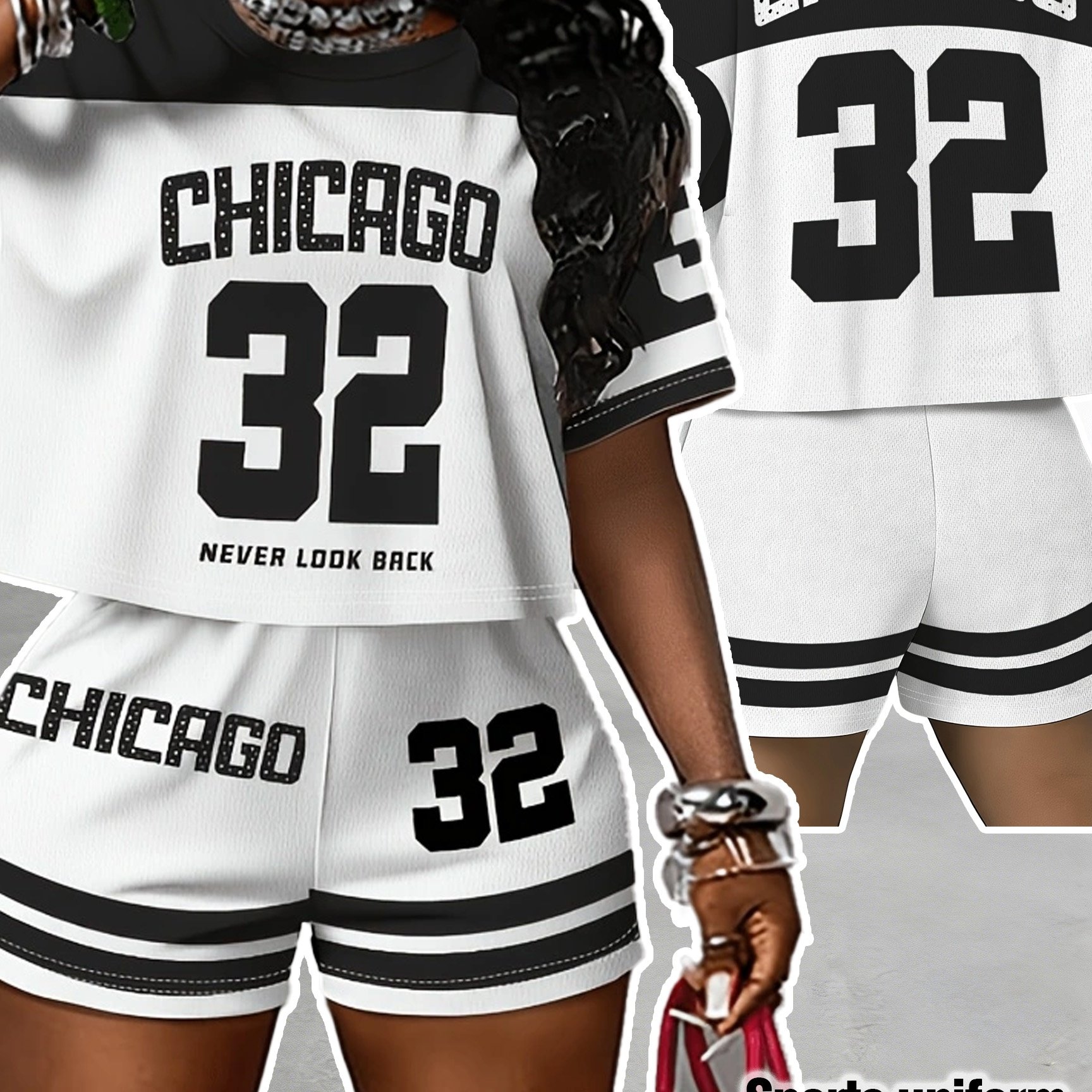 TEMU Women's 2pcs Set: Short Top And Shorts Combo, Letter Number Pattern, Casual Summer Wear, Suitable For Street Style, Parties, And Daily Outfits -