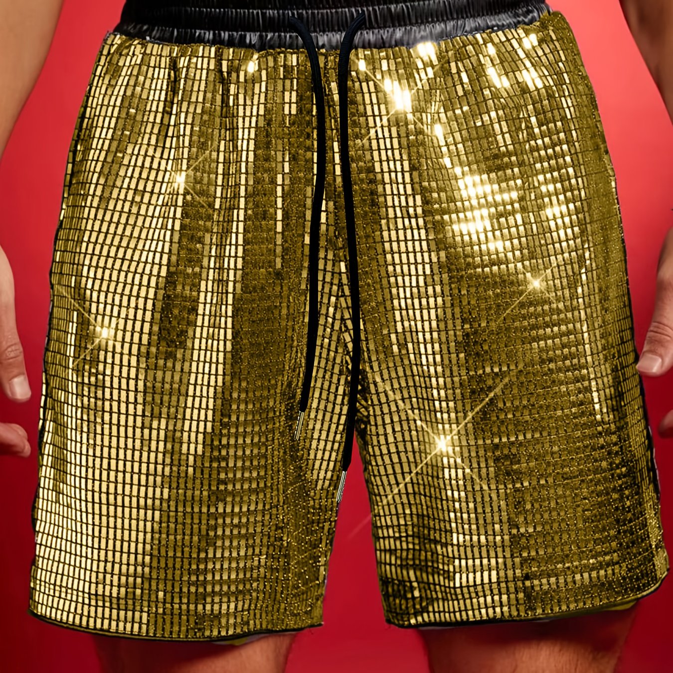 TEMU Men's Sequined Shorts, Stylish Men's Shorts, Men's Stretchy Shorts