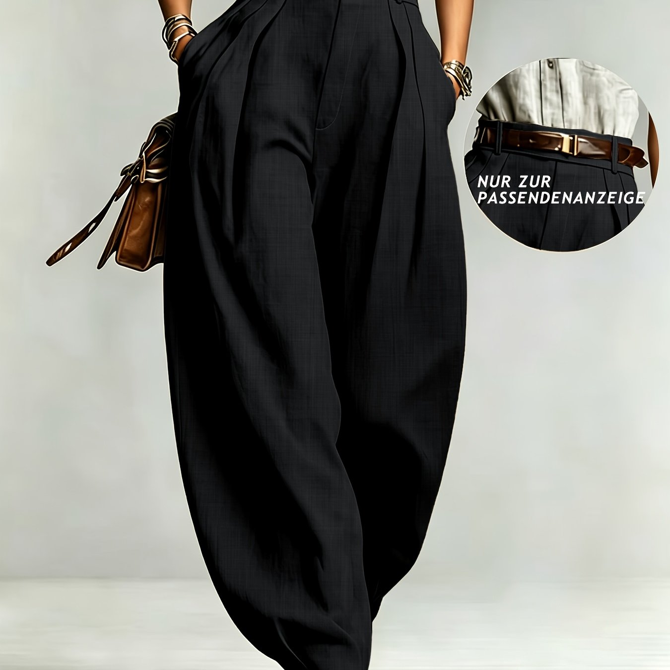 TEMU Commuter Fashion Solid Color Pocket 's High-waist Slim Trousers