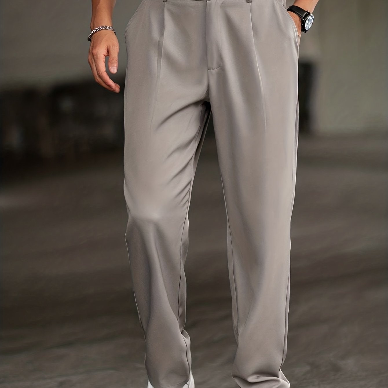 E-shop Herren Leichte Business Casual Einfache Single-Plissee Taschenhose/Casual Alltags Hose/Herren Plisseehose/Herren Dekorative Design /Herren