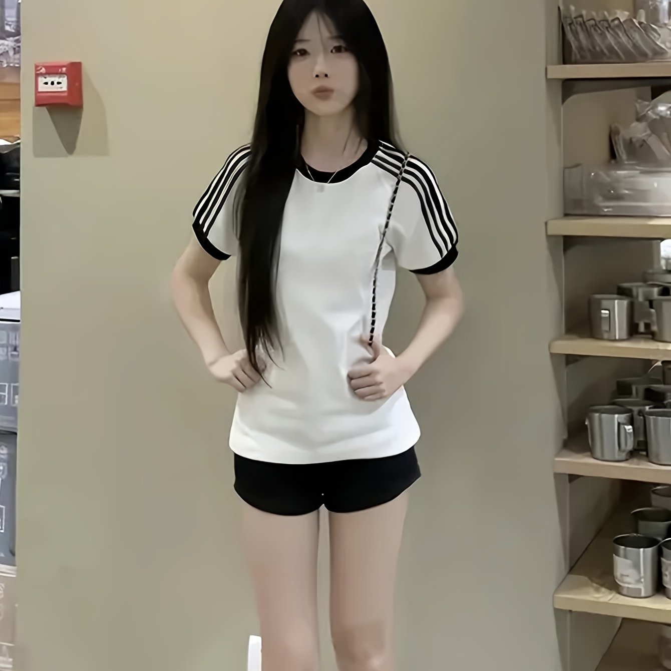 TEMU Summer Y2k Casual Fashion Fit Versatile Color Block Short Sleeve T-shirt For Women