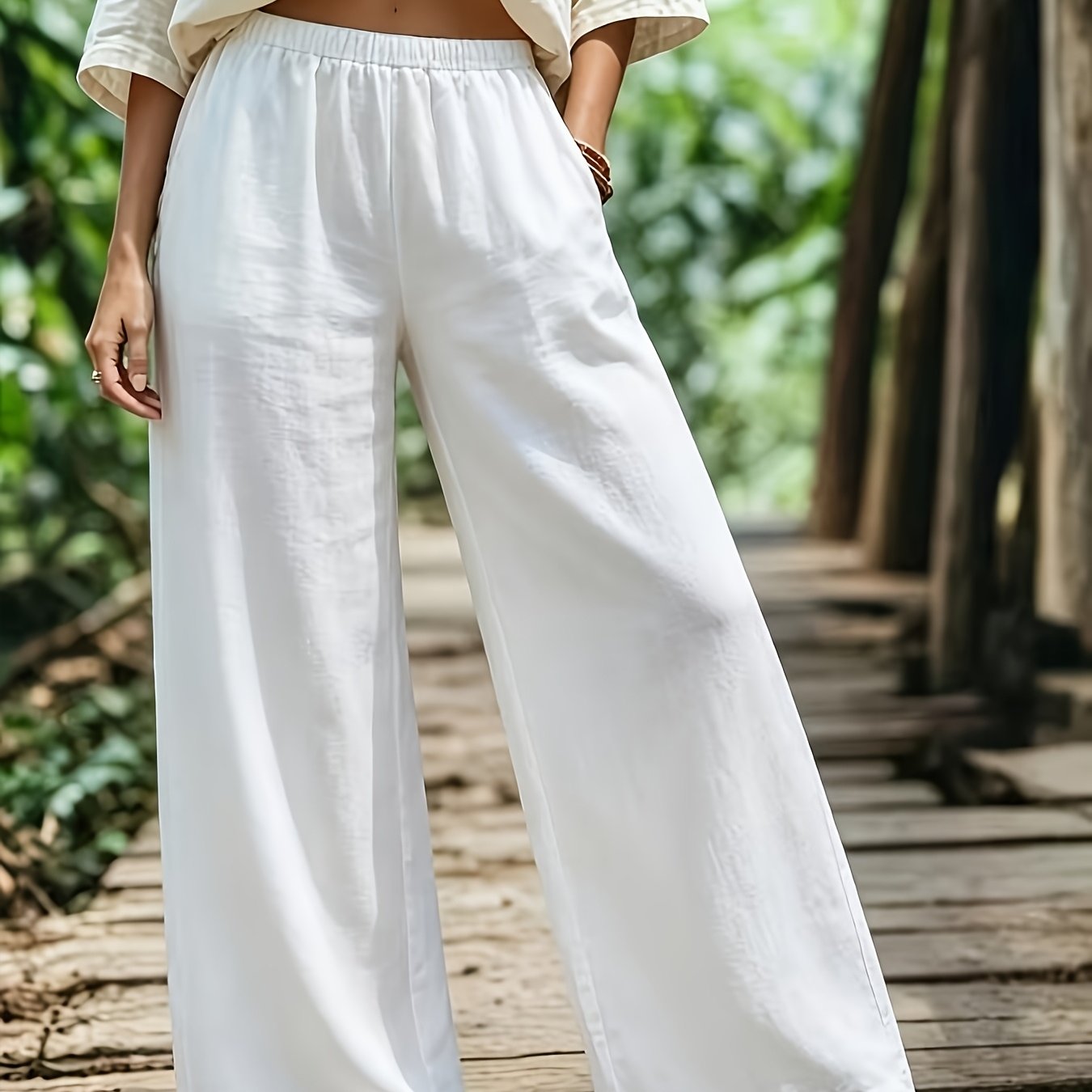 TEMU Plus Size - Women's Plus Size Casual Wide-leg Trousers, Fashionable Relaxed 's Long Pants