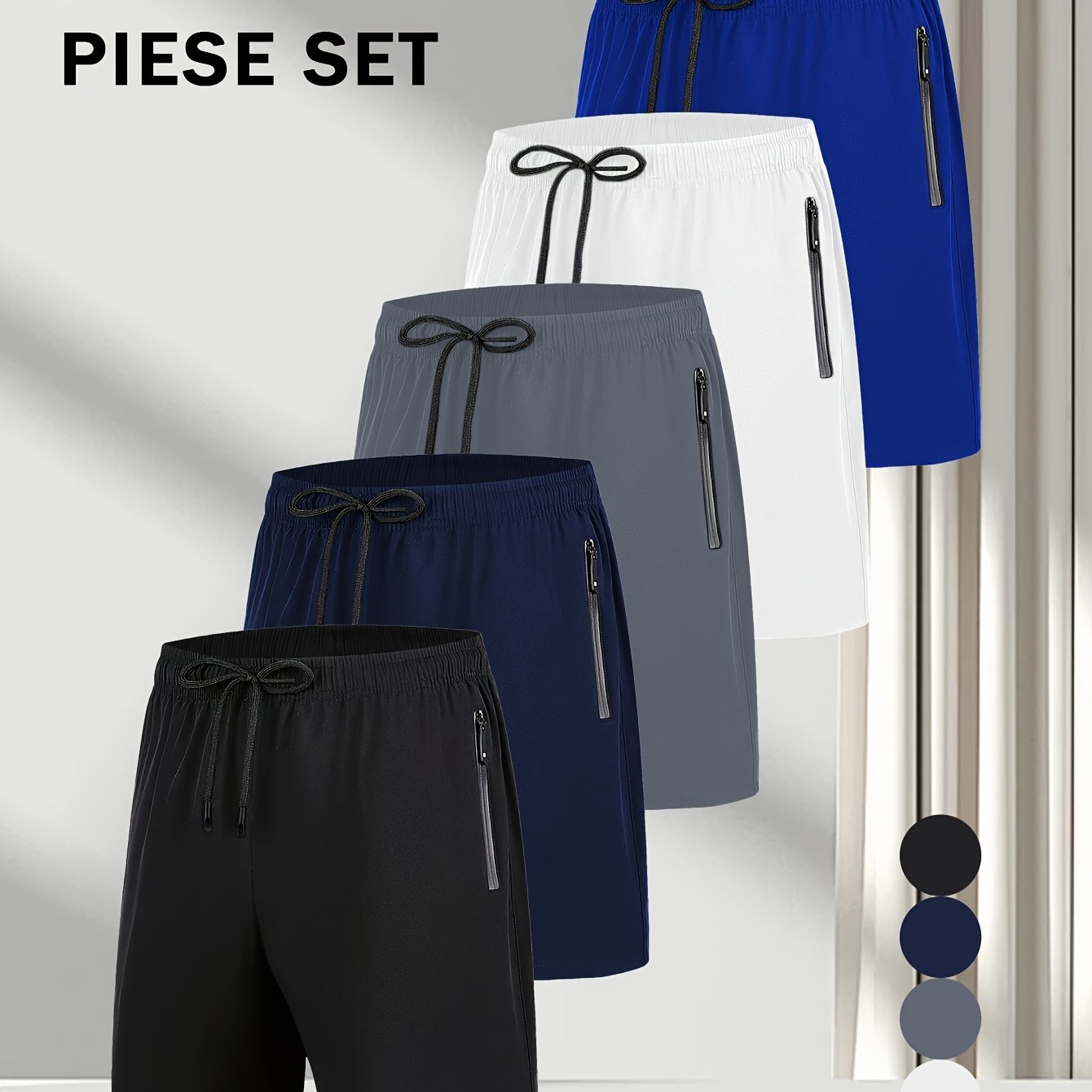 TEMU 5pcs Men's Quick-dry Running Shorts With Zip Pockets, Suitable For Sports, Fitness, Outdoor Activities, Camping, Hiking, And Fashion.