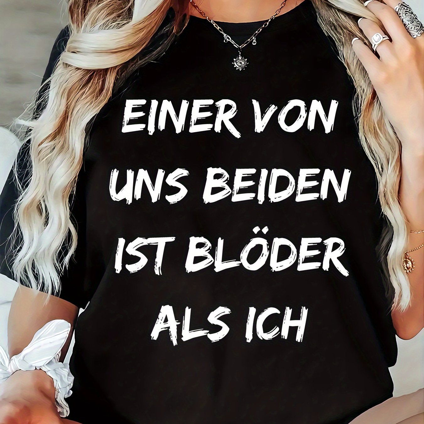 TEMU Druck Damen Casual T-Shirt, Rundhalsausschnitt, Kurzarm, Leicht Elastischer Stoff, Regular Fit, Bequemes Oberteil für alle Jahreszeiten
