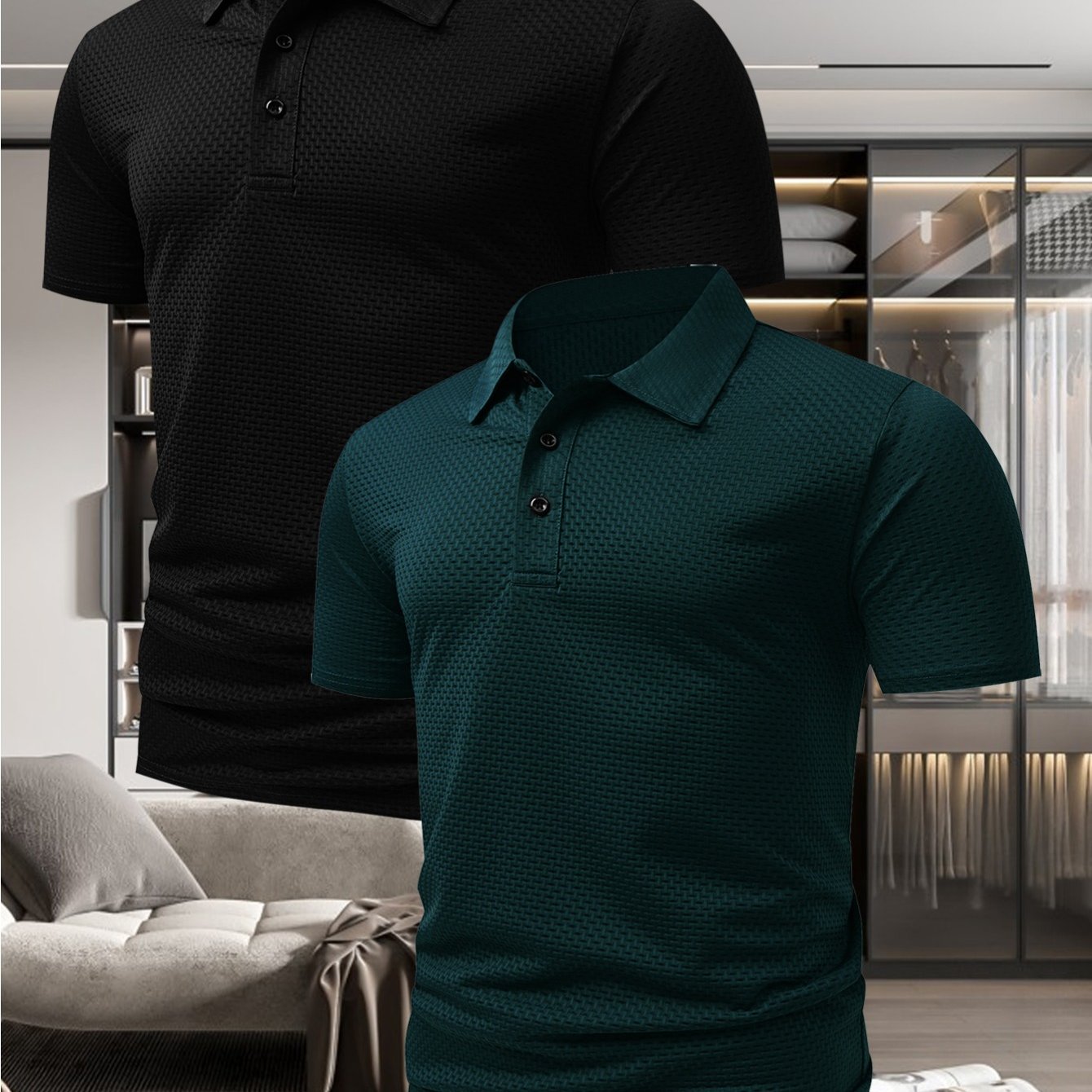 TEMU Men's Stylish Casual Short-sleeve Shirt, In A 2-pc At A ! Comfortable T-shirt Made From New Jacquard Quick-dry Fabric, Perfect For Outdoor