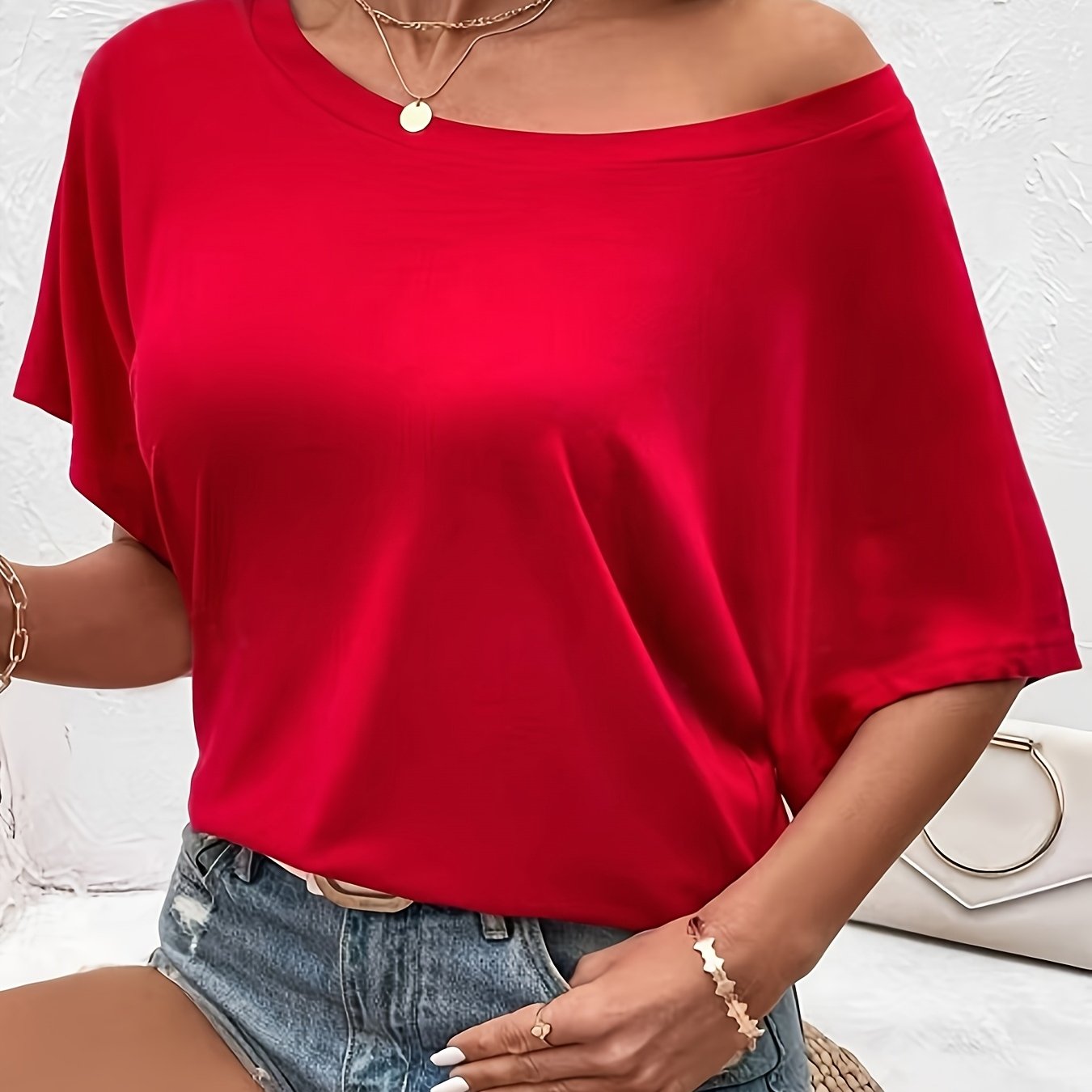 Niannian Spicy Sexy Off-shoulder Blouse Women's Summer New Thin Lazy Style Short Sleeve T-shirt