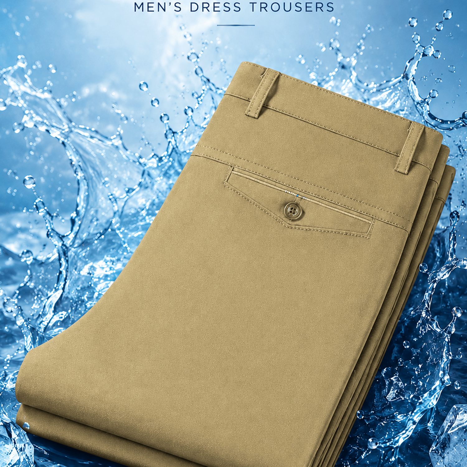 Image of 1pc Of Summer Cool Men's Plus-size Long Pants, Plus-size Men's Casual Work Pants, Outdoor Golf And Fishing -size Long Pants, Gift For Family (belt Not Included), Plus Size