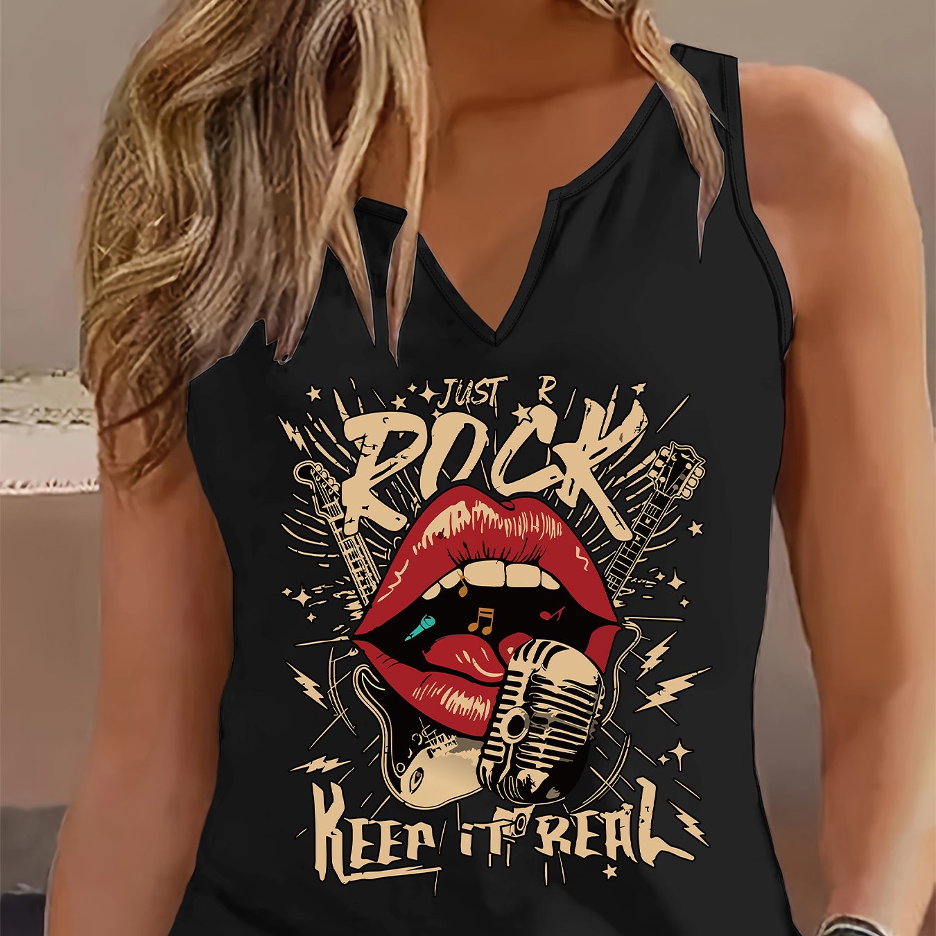 TEMU Graphic Print Tank Top, Sleeveless Casual Top For Summer And Spring, Women's Clothing