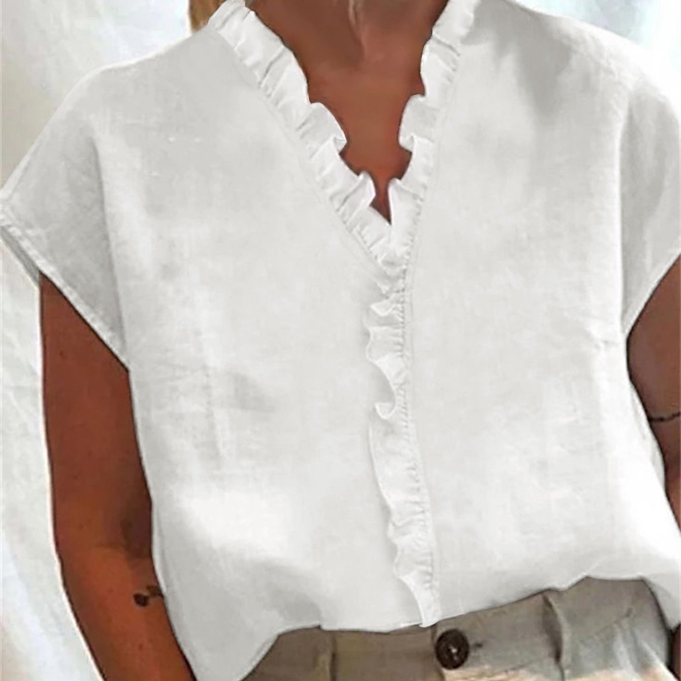 Solid Color Loose Lace Collar Sleeveless Top